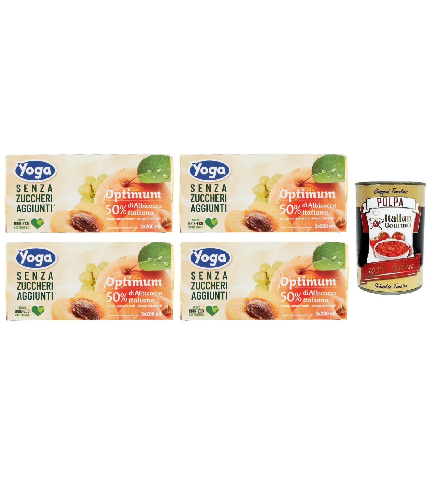 x Yoga Succhi di Frutta Optimum Albicocca fruit e abricot sans sucre ajout boisson rafra chissante sans alcool 3 x 200 ml + Italian Gourmet Polpa di Pomodoro Bo te de 400 g - Buy Online on GoSupps.com