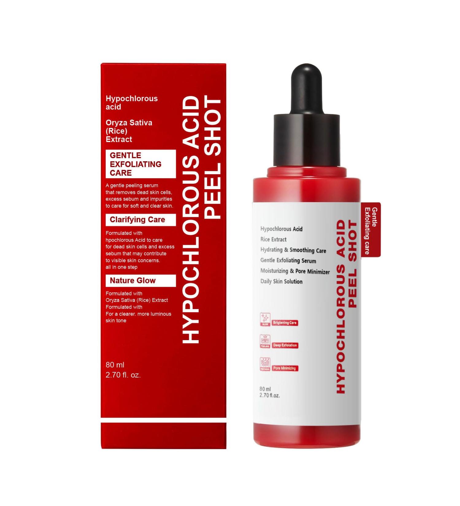 Gentle Exfoliating Serum with Hypochlorous Acid & Rice Extract - Daily Peel Solution for Smooth & Radiant Skin - 80ml - Buy Online on GoSupps.com