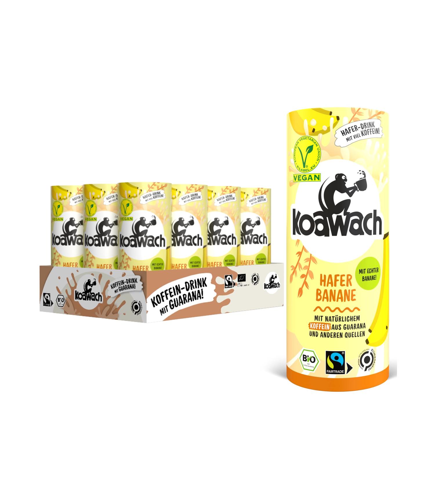 Buy Koawach Chocolate Drink - Vegan Banana Flavor (12x235ml) | Organic Fairtrade Drinking Chocolate & Energy Drink - Buy Online on GoSupps.com