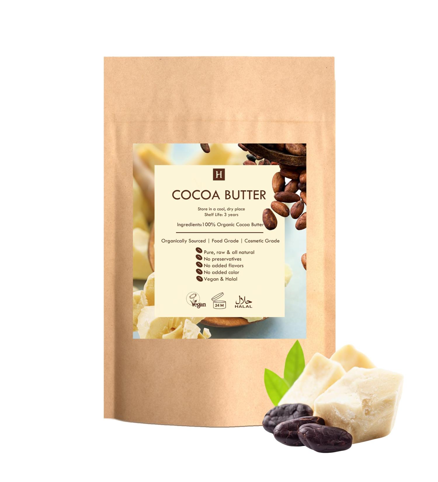 HalalEveryDay 5 Crushed Cocoa Butter Bag Raw Unprocessed. Use for Lotion Cream Lip Balm Oil Stick or Body Butter. Non-GMO Food Grade Cosmetic Grade Organically Grown Cocoa Butter from Ghana