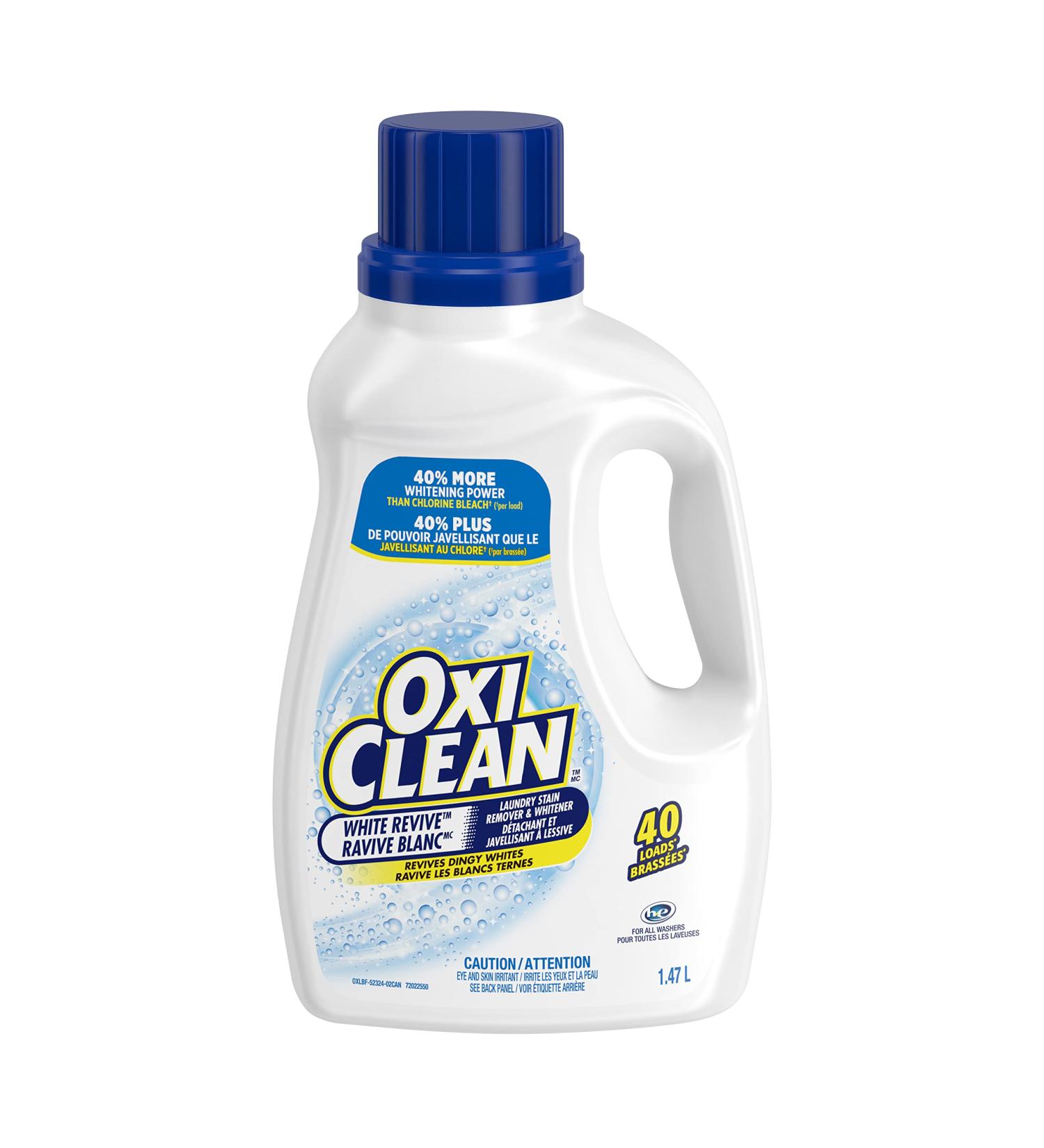 OxiClean White Revive Enzyme Laundry Stain Remover Liquid Effective on Grease Blood Wine Stains and More - Colour Safe Chlorine Bleach-Free 1.47 L - Buy Online on GoSupps.com