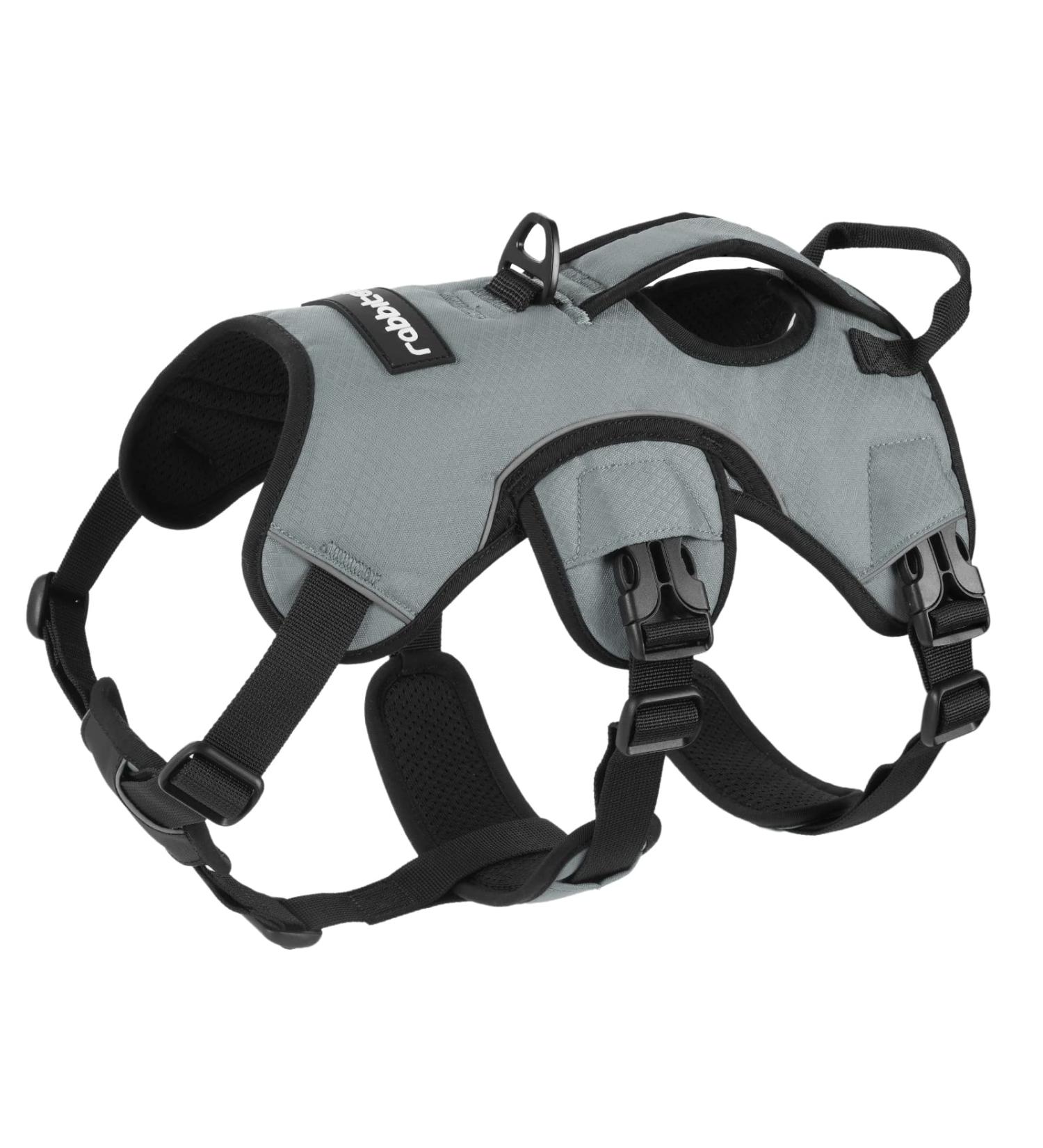Rabbitgoo Break-Proof Dog Harness for Medium Dogs - Adjustable Breathable Padded Vest with Handle & Panic Lock - Gray (1 Pack) - Buy Online on GoSupps.com
