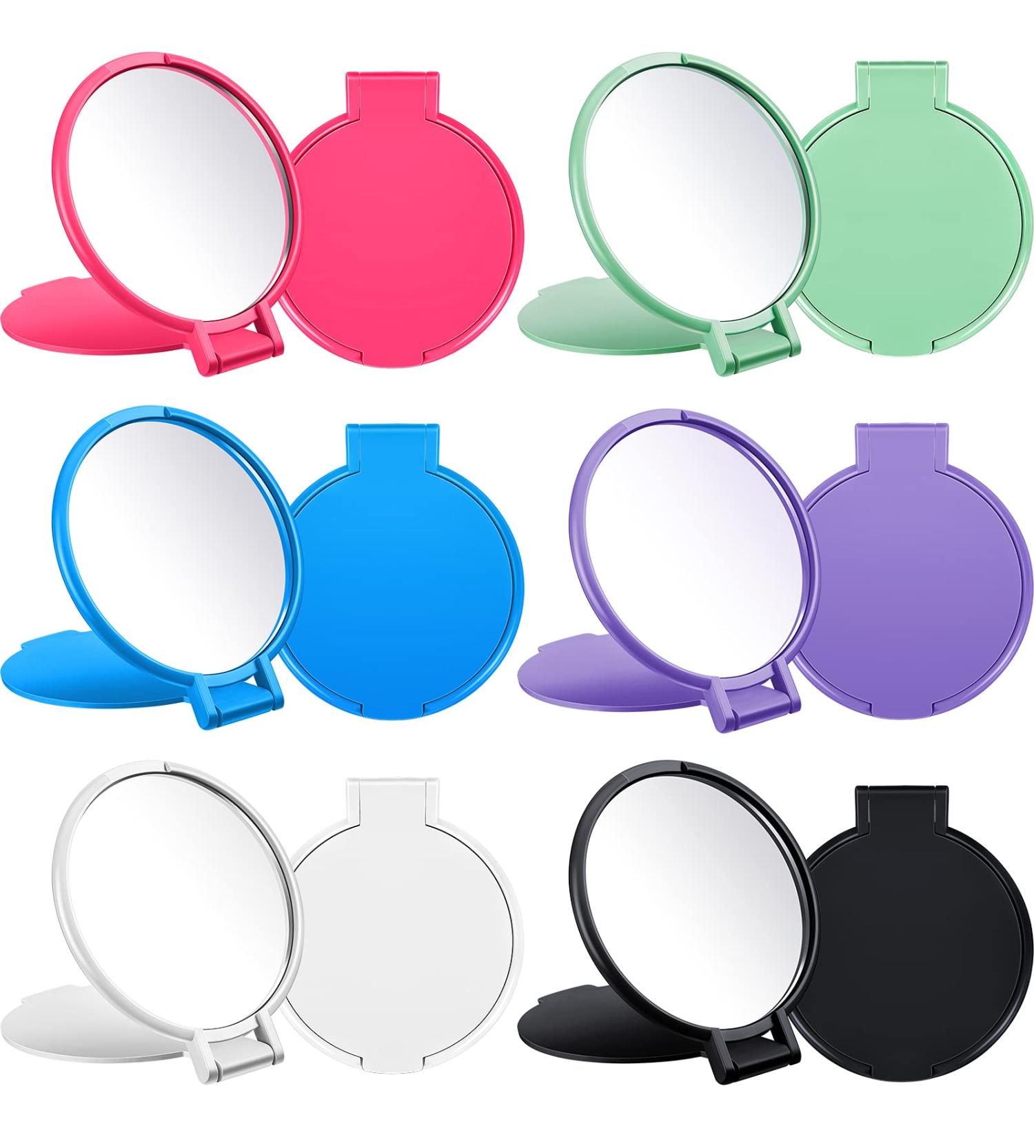 Mini Folding Compact Mirror Set - Portable Makeup Mirror for Women & Girls - Pack of 12 in Pink, Purple, Green, Blue, Black, White - Buy Online on GoSupps.com