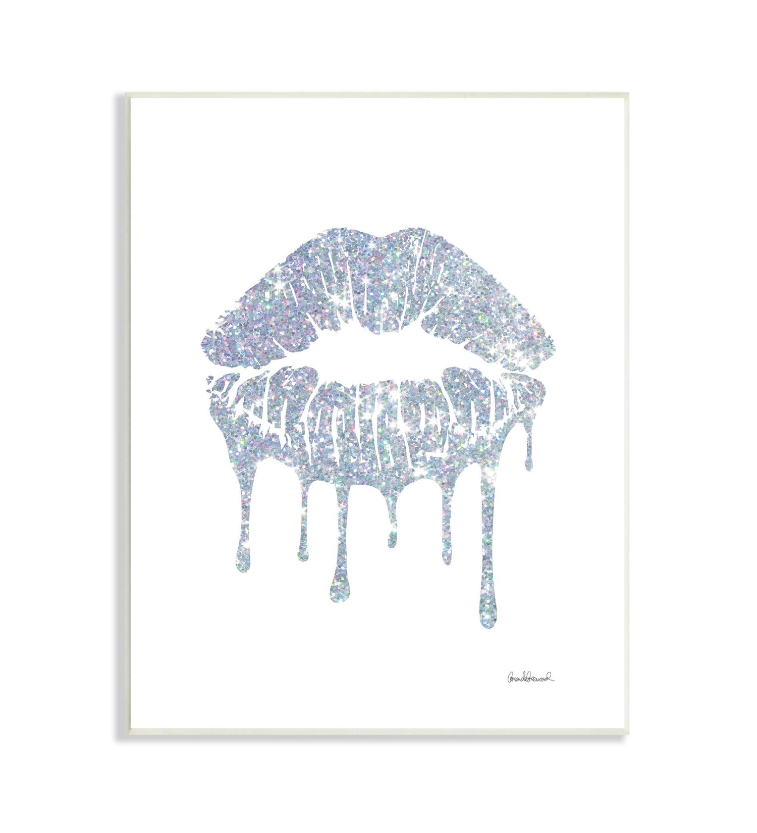 Stupell Industries Amanda Greenwood Glam Shimmer Lip Pucker Kiss Wall Plaque 10x15 Blue - Buy Online on GoSupps.com