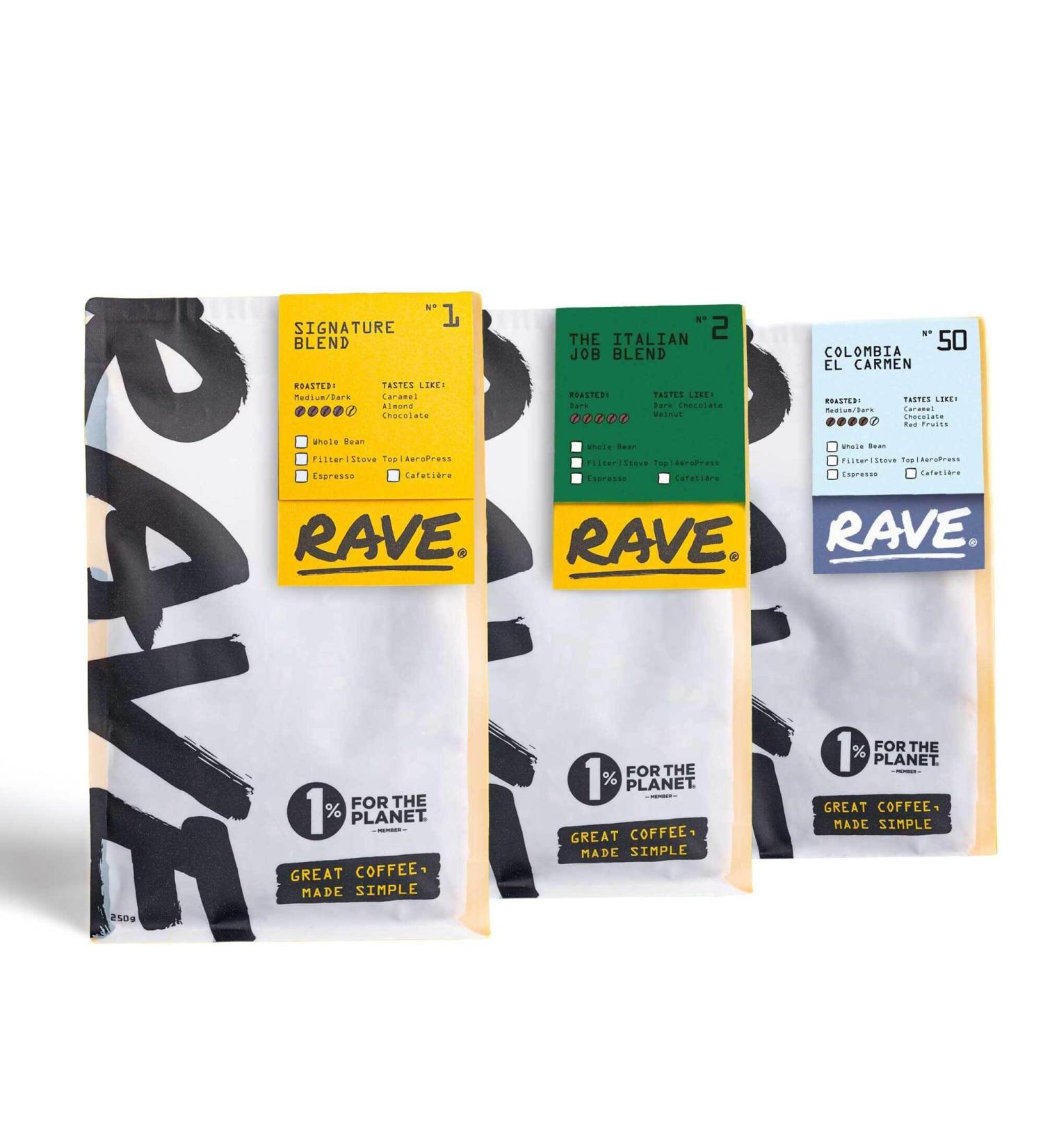 Rave Coffee Top Selling Whole Bean Bundle (Whole Bean) - Buy Online on GoSupps.com