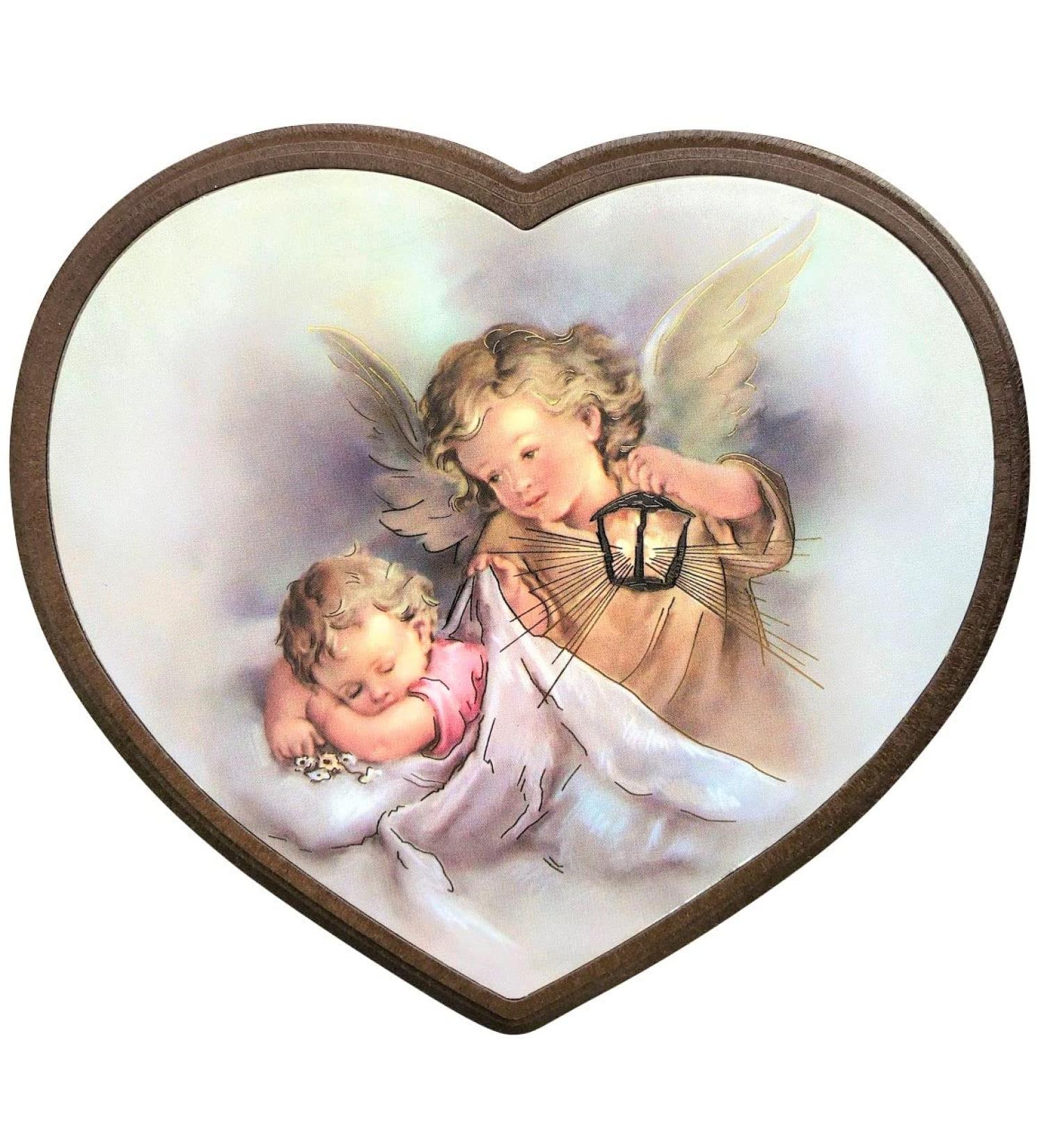 Heart with angel picture Angel guards the sleeping baby