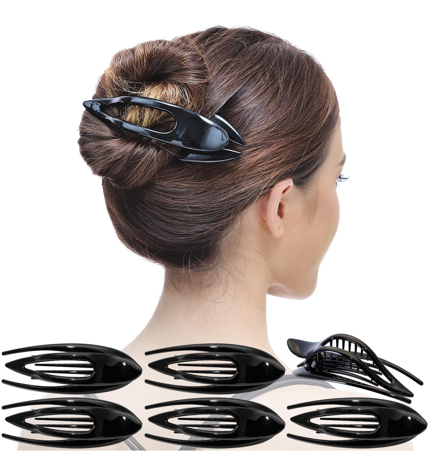 RC Roche 6-Piece French Curved Hair Clips for Women & Girls - High-Quality Non-Slip Hair Clamps - Small Black Hair Accessories - Buy Online on GoSupps.com
