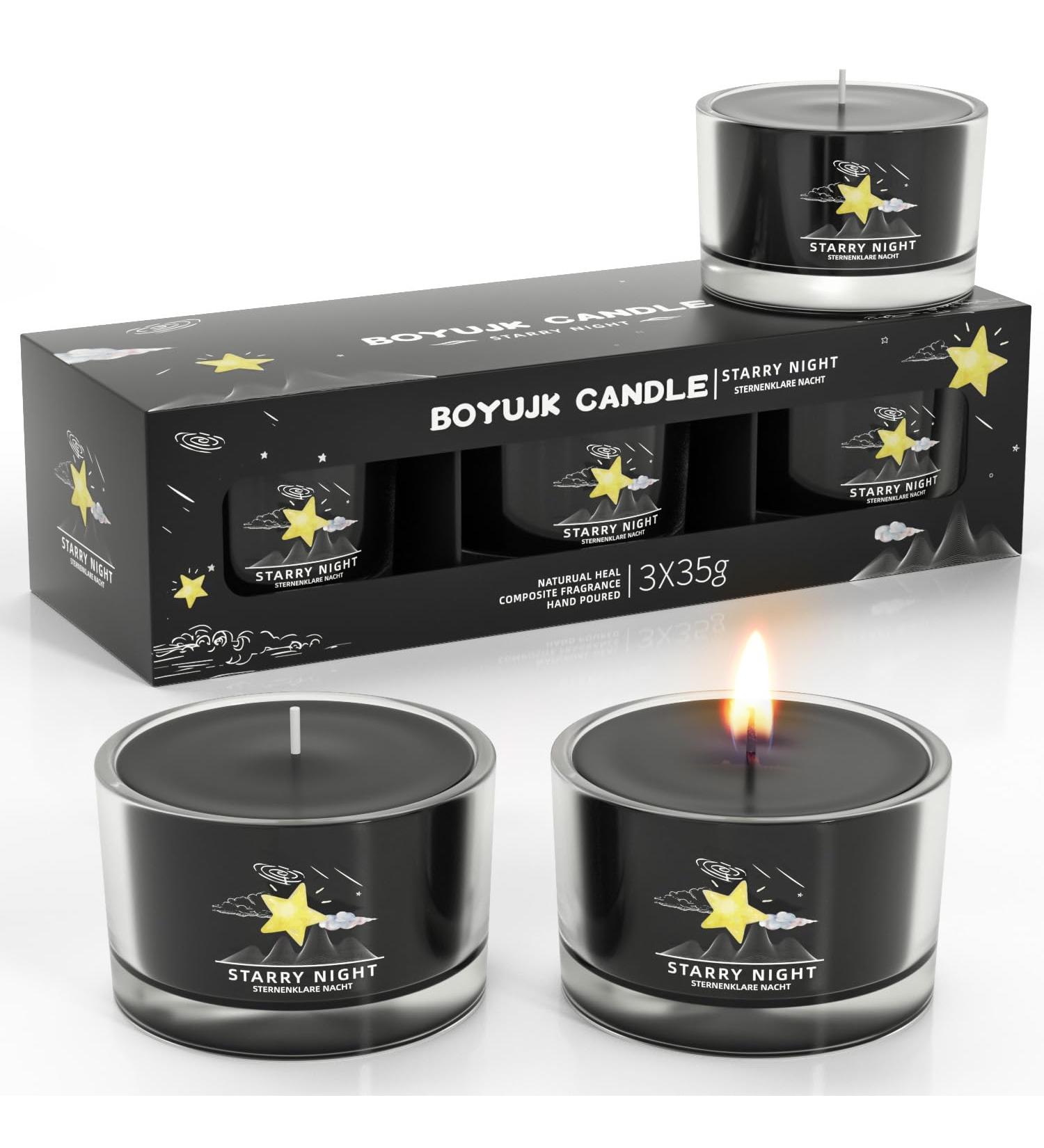 Fragrance Candles Gift Set for Women | Relaxation Gifts | 3 Glass Candles for Anxiety | Star Night Black - Buy Online on GoSupps.com