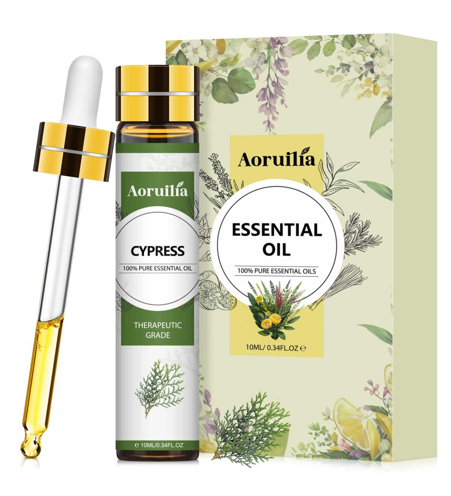 Aoruilia 10ml Cypress Essential Oil - 100% Pure Natural Cypress Oil Essential Oils for Diffuser for Home Aromatherapy Spa Massage Soaps & Candles Making Cypress 10 ml (Pack of 1) - Buy Online on GoSupps.com