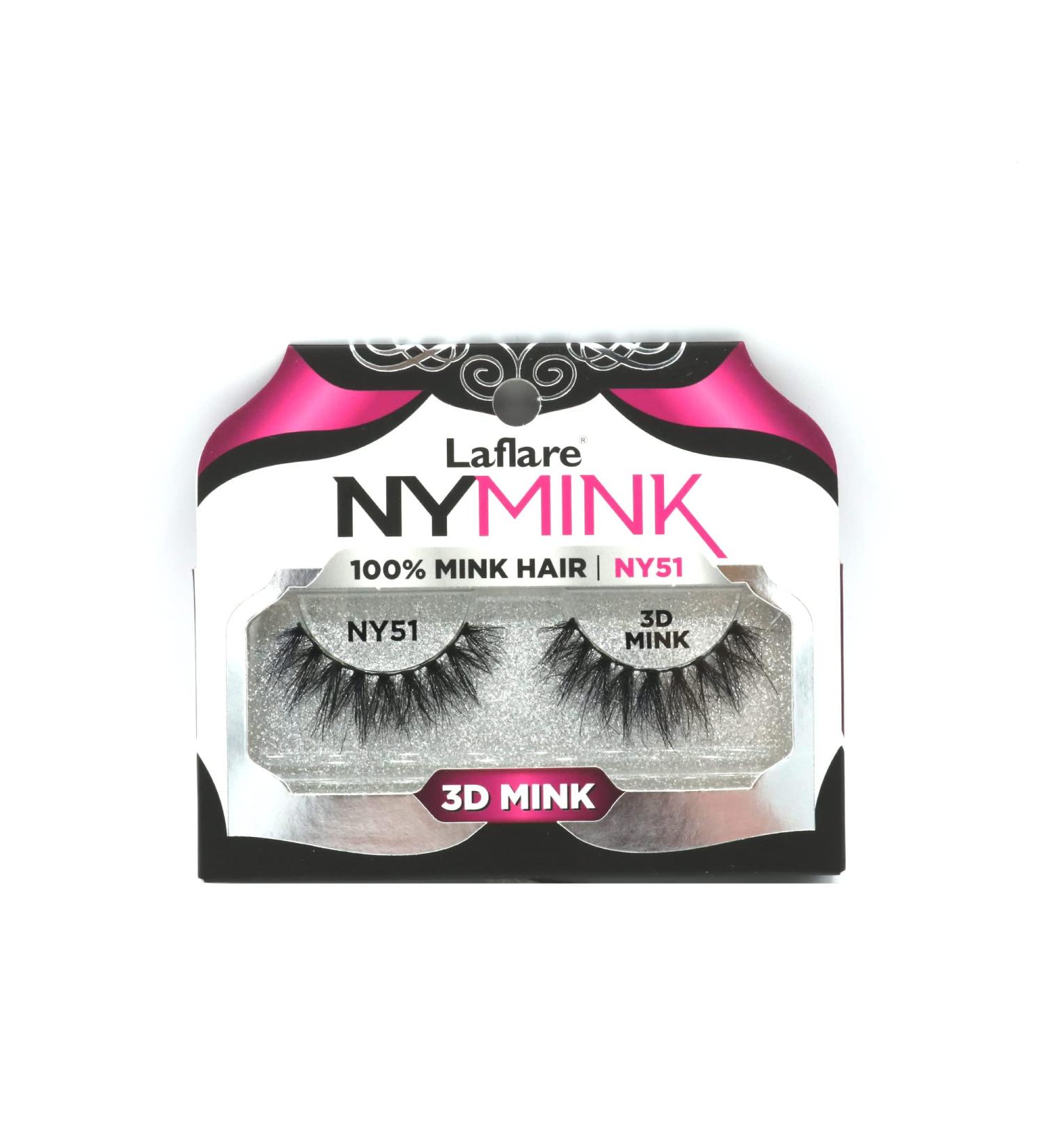 Laflare 3D NY Mink Eyelashes - Luxury 100% Real Mink Hair Lashes for Natural, Light, Trendy Look - Reusable and Multi-layered (NY51) - Buy Online on GoSupps.com