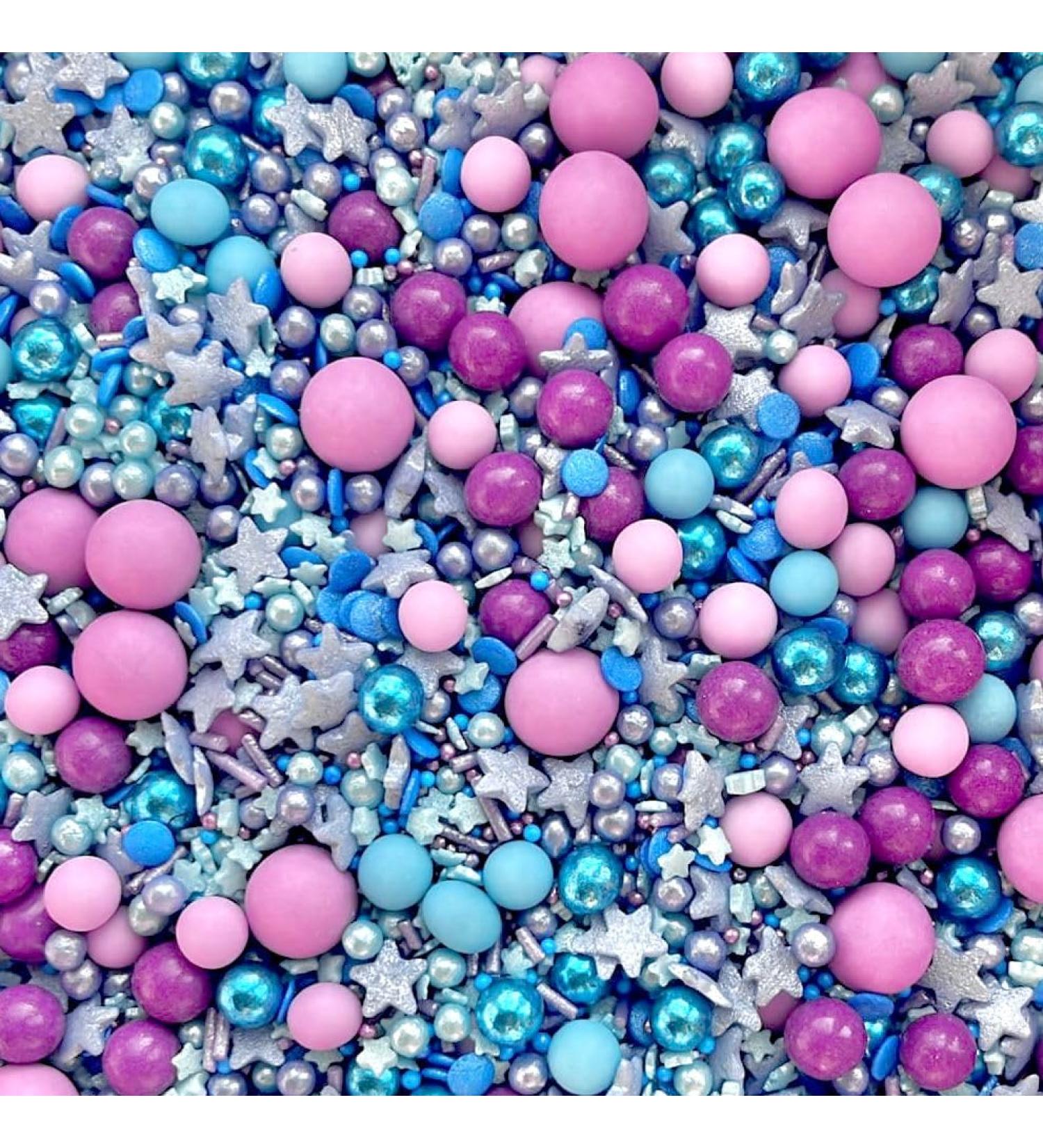 Birthday stitch sprinkles for cakes cupcake edible toppers sprinkle mix blend lilac blue purple stars silver pearls party decoration baking biscuits cake topper balls chocolate balls OHANA