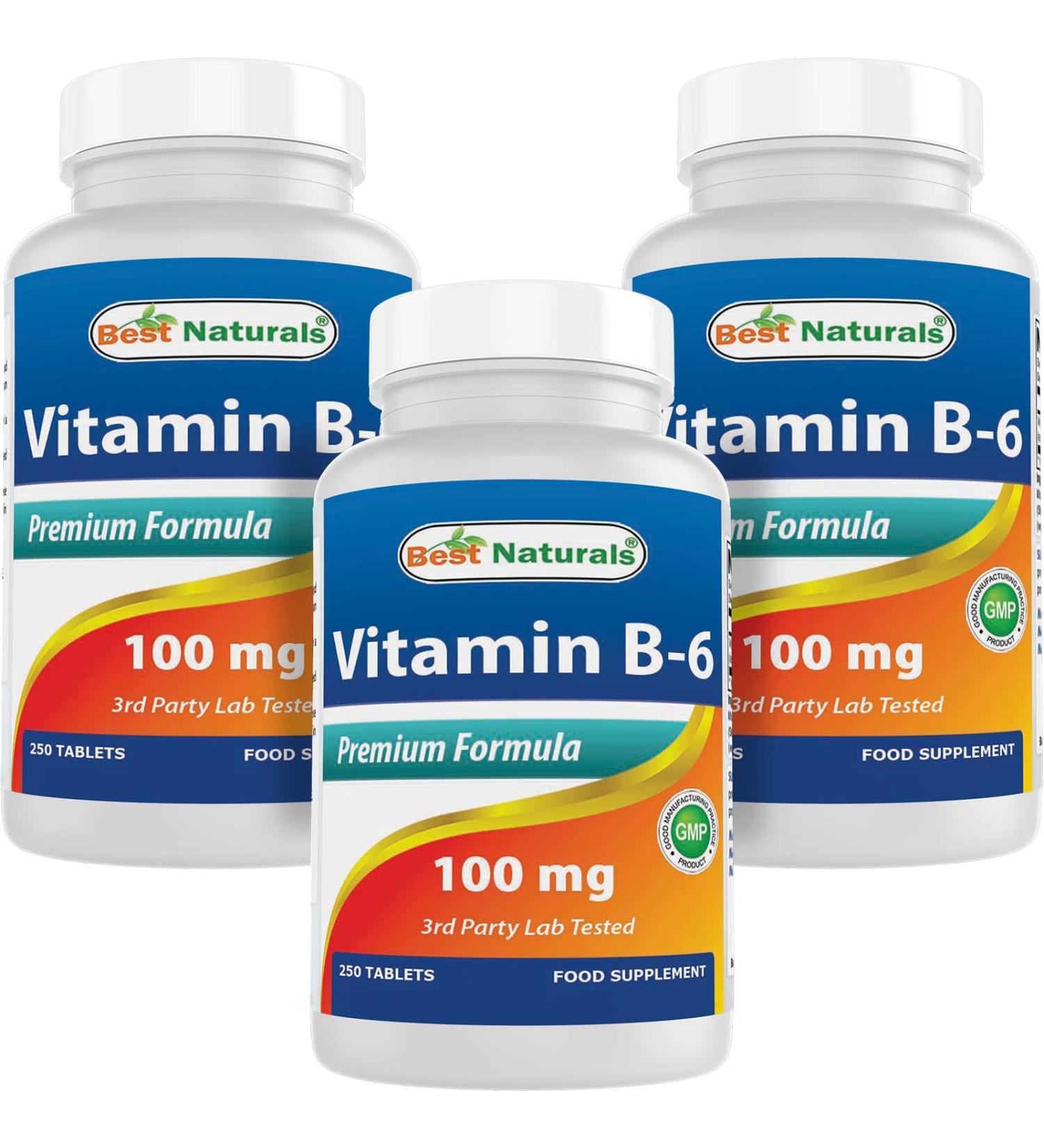 Vitamin B-6 100 mg 250 Tablets by Best Naturals (250 Count (Pack of 3)) 250 count (Pack of 1) - Buy Online on GoSupps.com