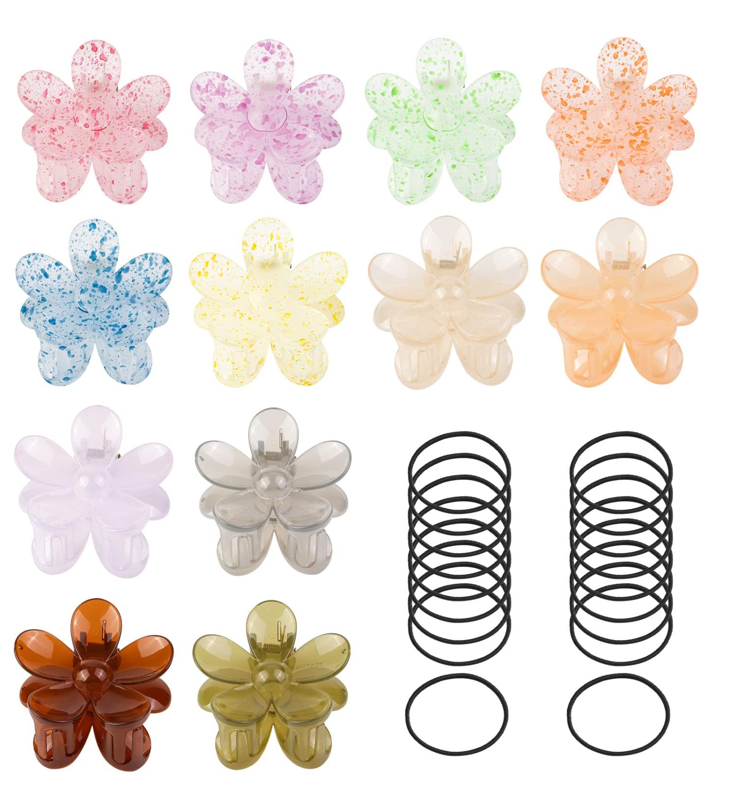 12 Pieces Flower Claw Clips - Large Hair Jaw Clips for Women - 12 Colors Clear Big Hair Claw Clips - Non Slip Strong Hold - Hair Catch Clamps for Thin and Thick Hair - Buy Online on GoSupps.com