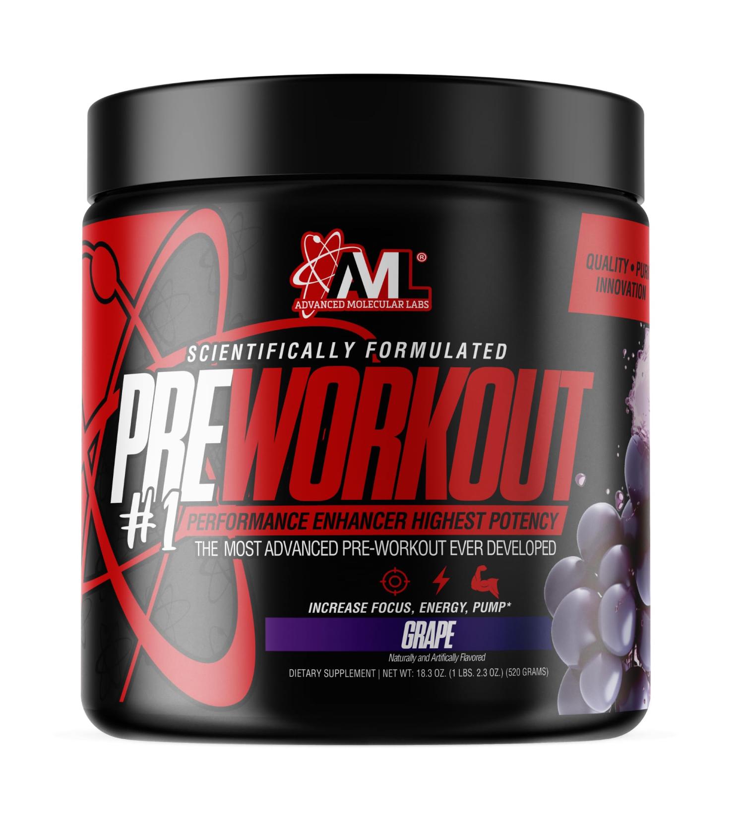 Advanced Molecular Labs - Pre Workout Powder Increase Drive & Enhance Performance Grape 18.03 oz - Buy Online on GoSupps.com