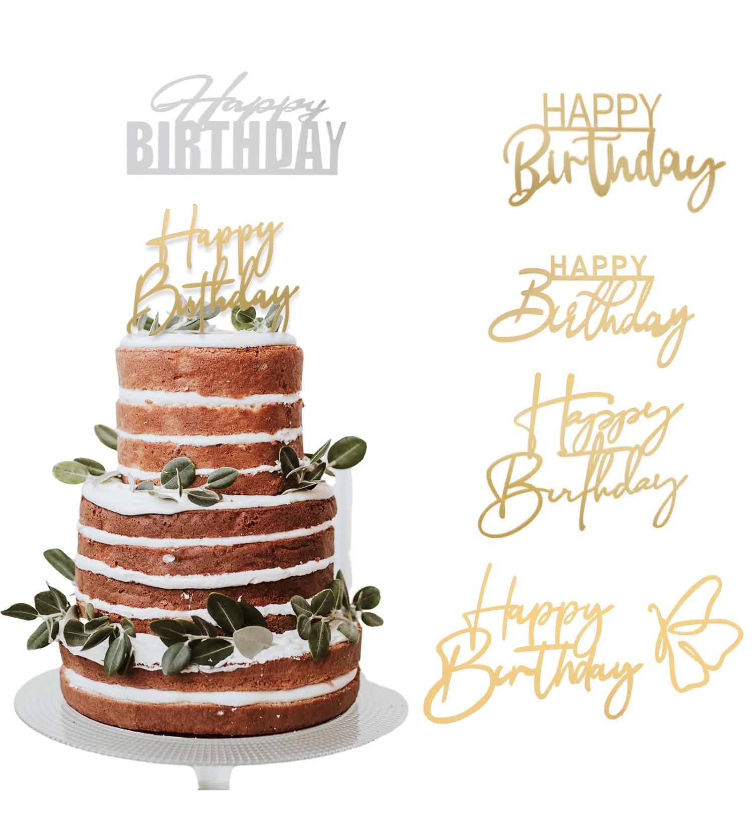 Ouligay 6Pcs Happy Birthday Cake Toppers Side Mirror Acrylic Cake Topper Glitter Happy Birthday Cupcake Toppers Birthday Decorations for Birthday Wedding DIY Cake Party Supplies - Buy Online on GoSupps.com