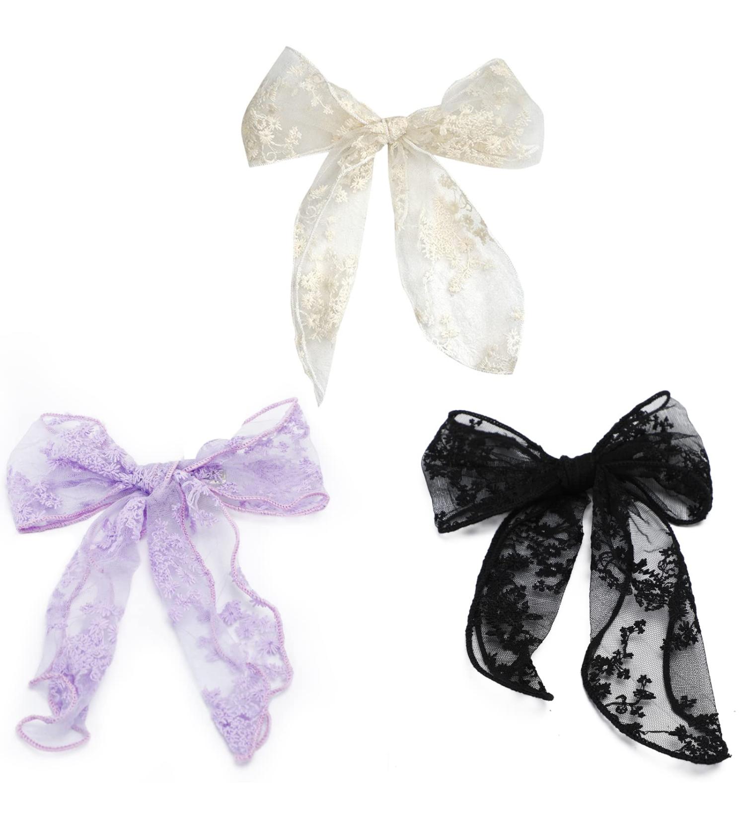 Lace Bow Hair Clips - Elegant Handmade Flower Barrette Hair Accessories - Buy Online on GoSupps.com