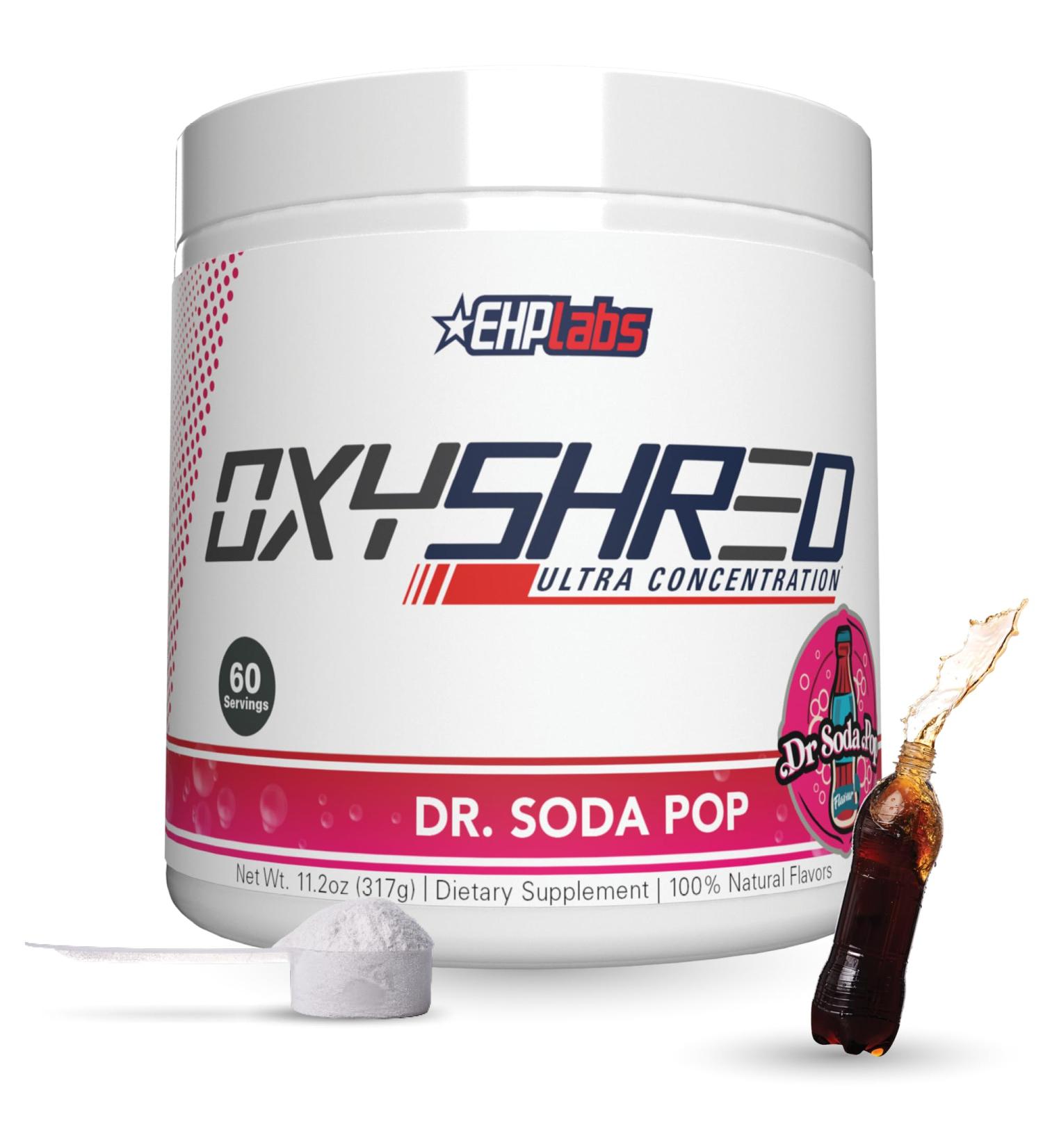 EHP Labs OxyShred Thermogenic Pre Workout Powder & Shredding Supplement - Preworkout for Men & Women Sugar Free Energy Powder with 150mg of Caffeine - Dr. Soda Pop 60 Servings - Buy Online on GoSupps.com