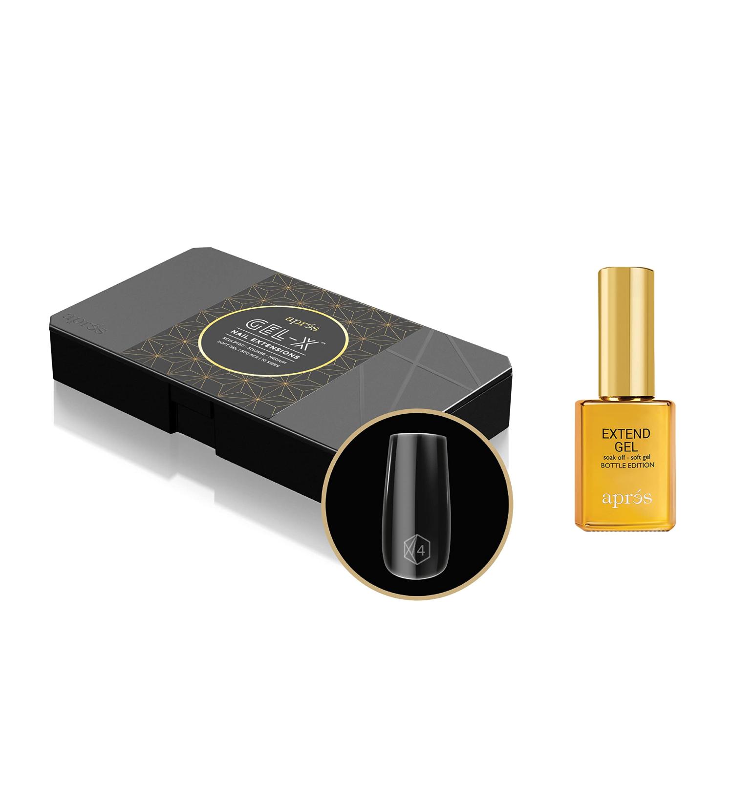 Apres Nail Gel-X Sculpted Square Medium Tips & Extend Gel Bundle - 500 Gel-X Tips & 15ml Extend Gel | Premium Quality | 10 Sizes 0-9 | 2022 Version - Buy Online on GoSupps.com