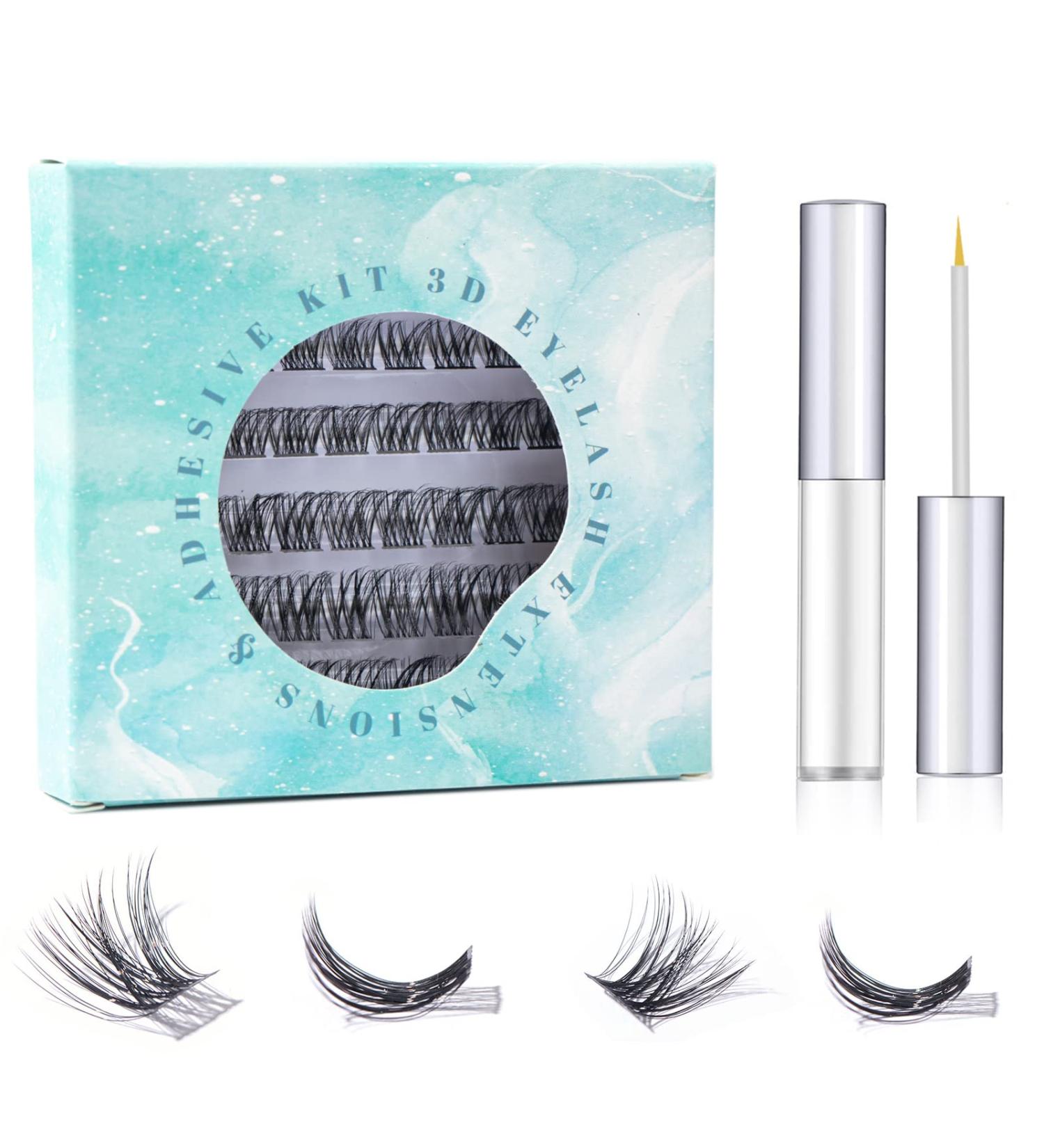 SISILILY Individual Lashes Cluster 50 Pcs Kit | DIY Reusable 3D Eyelash Extension | Soft Natural C CC D Curl Individual Eyelashes with Glue | 10/12/14/15/16mm Length - DM12 - Buy Online on GoSupps.com