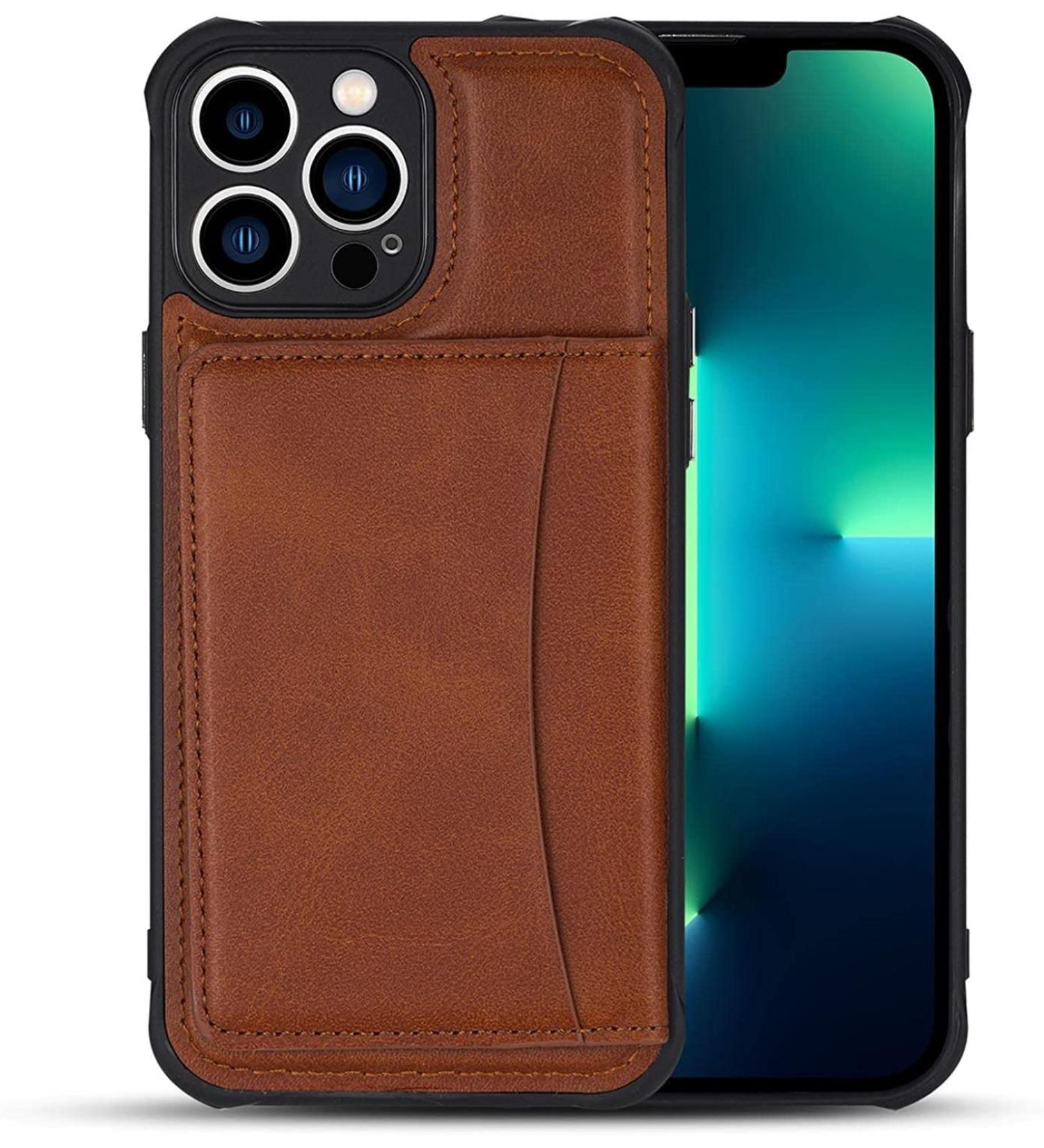BRART Wallet Case for iPhone 13 Pro Max/13 Pro/13 with Credit Card Holder Premium Leather Magnetic Clasp Kickstand Shockproof Back Cover (Color : Brown Size : 13 6.1") 13 6.1" Brown