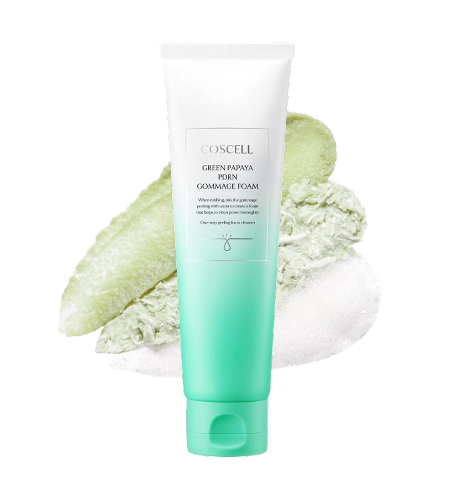 COSCELL Green Papaya PDRN Gommage Foam Gentle Exfoliating Papaya Facial Cleanser Pore Cleansing Korean Face Wash 120g - Buy Online on GoSupps.com