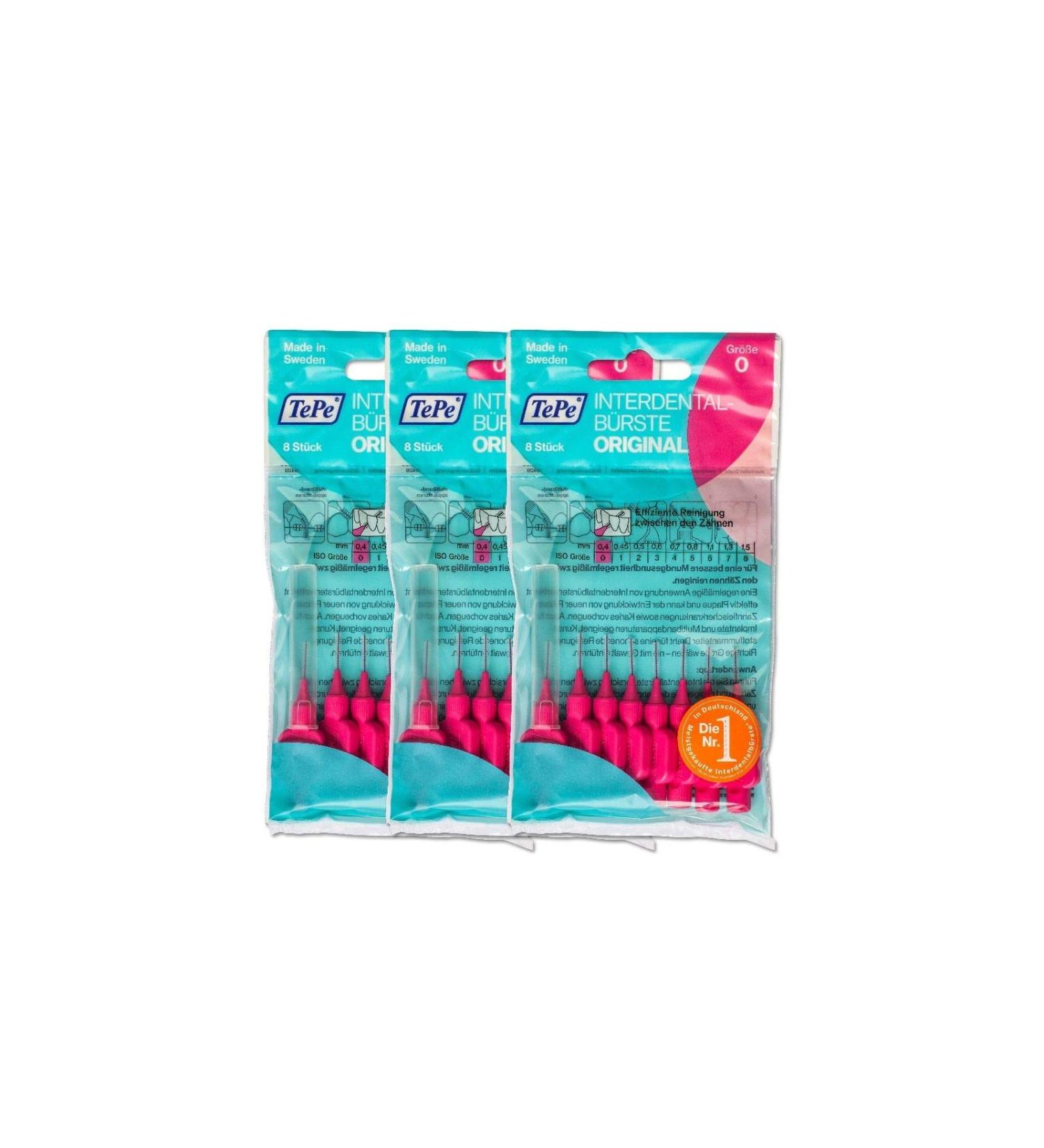 TePe Interdental Brushes Pink Original Pack of 8 ISO0 0.4 mm Pink 24 count (Pack of 1)