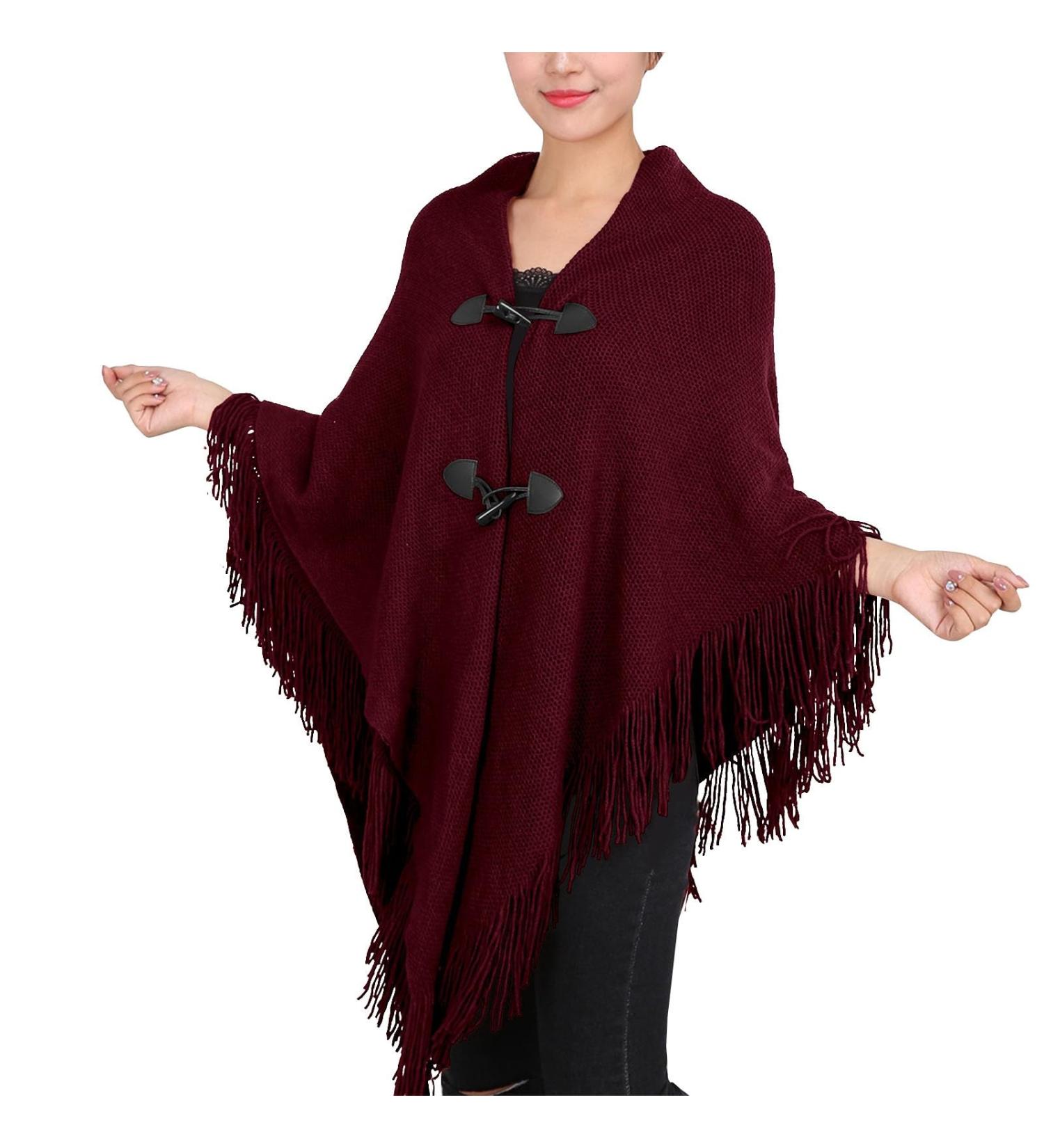 Buy HANXIULIN Women's Red Cotton Triangular Scarf - Vintage Cashmere Winter Scarf - Stylish Button Design for International Shipping - Buy Online on GoSupps.com