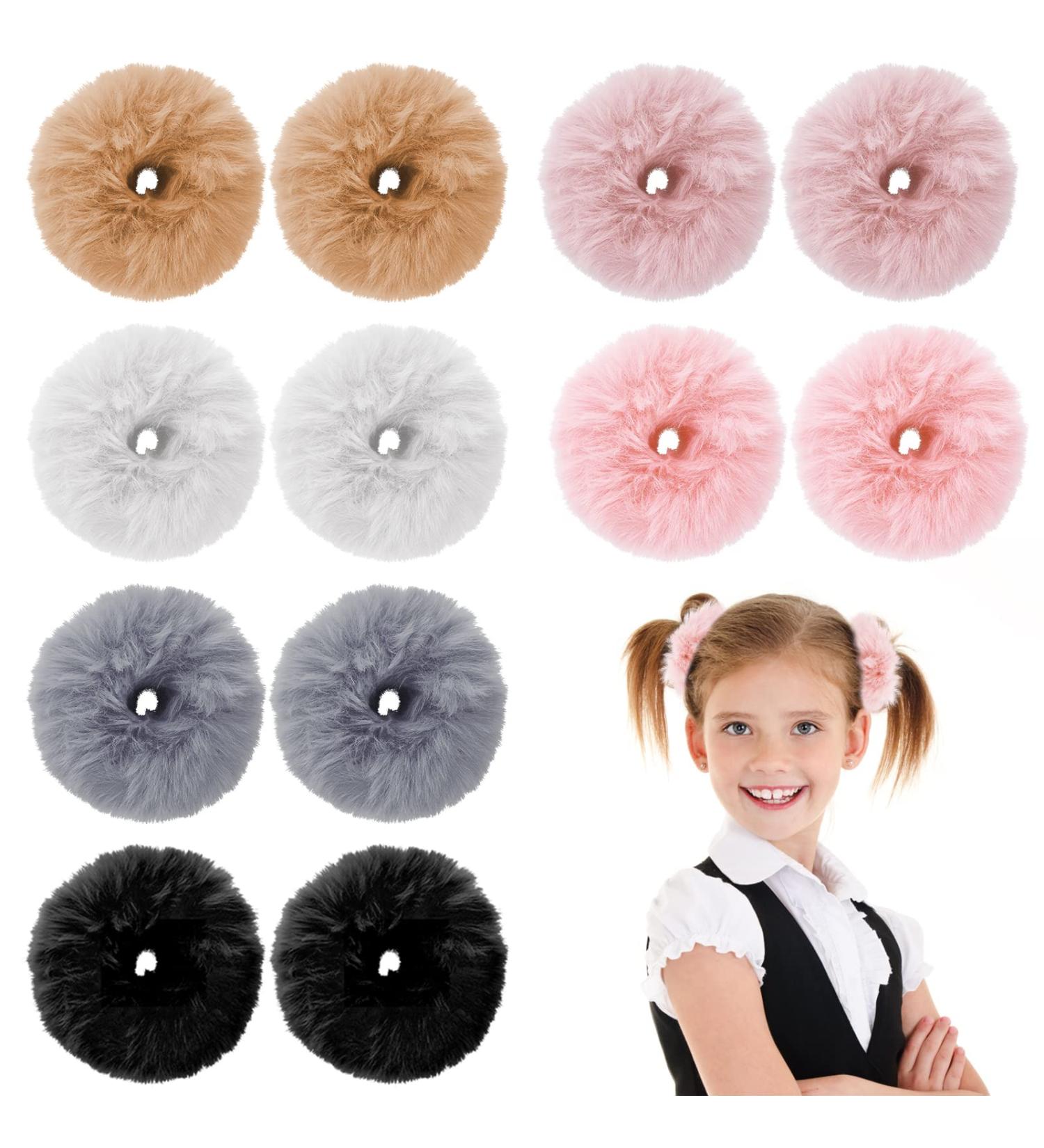 Furry Rabbit Fur Scrunchies - 12 PCS Multicolor Hair Accessories for Women and Girls - Buy Online on GoSupps.com