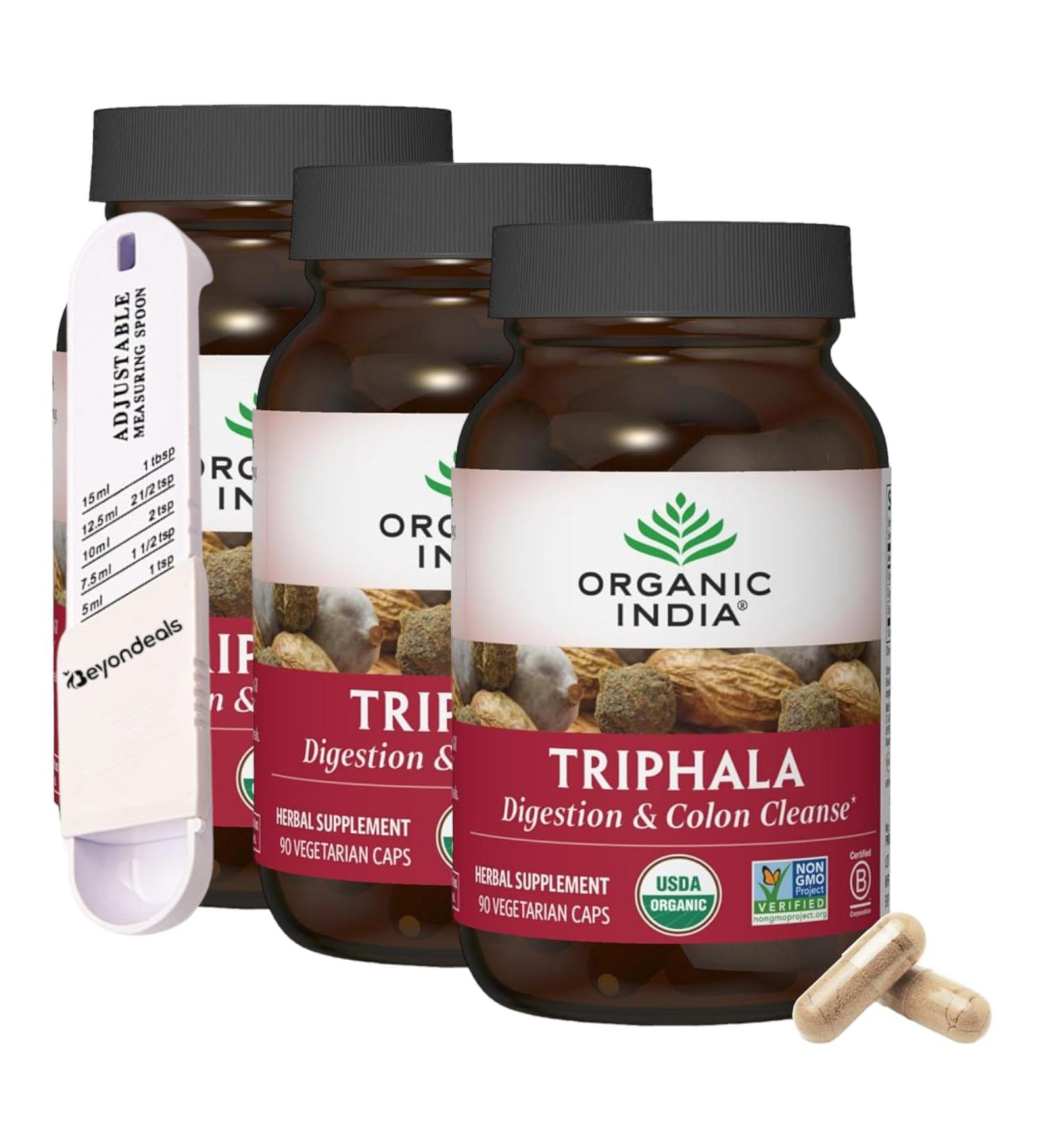 Triphala Herbal Supplement - Digestive & Immune Support Antioxidant-Rich Vegan Non-GMO - 90 Capsules + Measuring Spoon | Pack of 3 - Shop Internationally - Buy Online on GoSupps.com