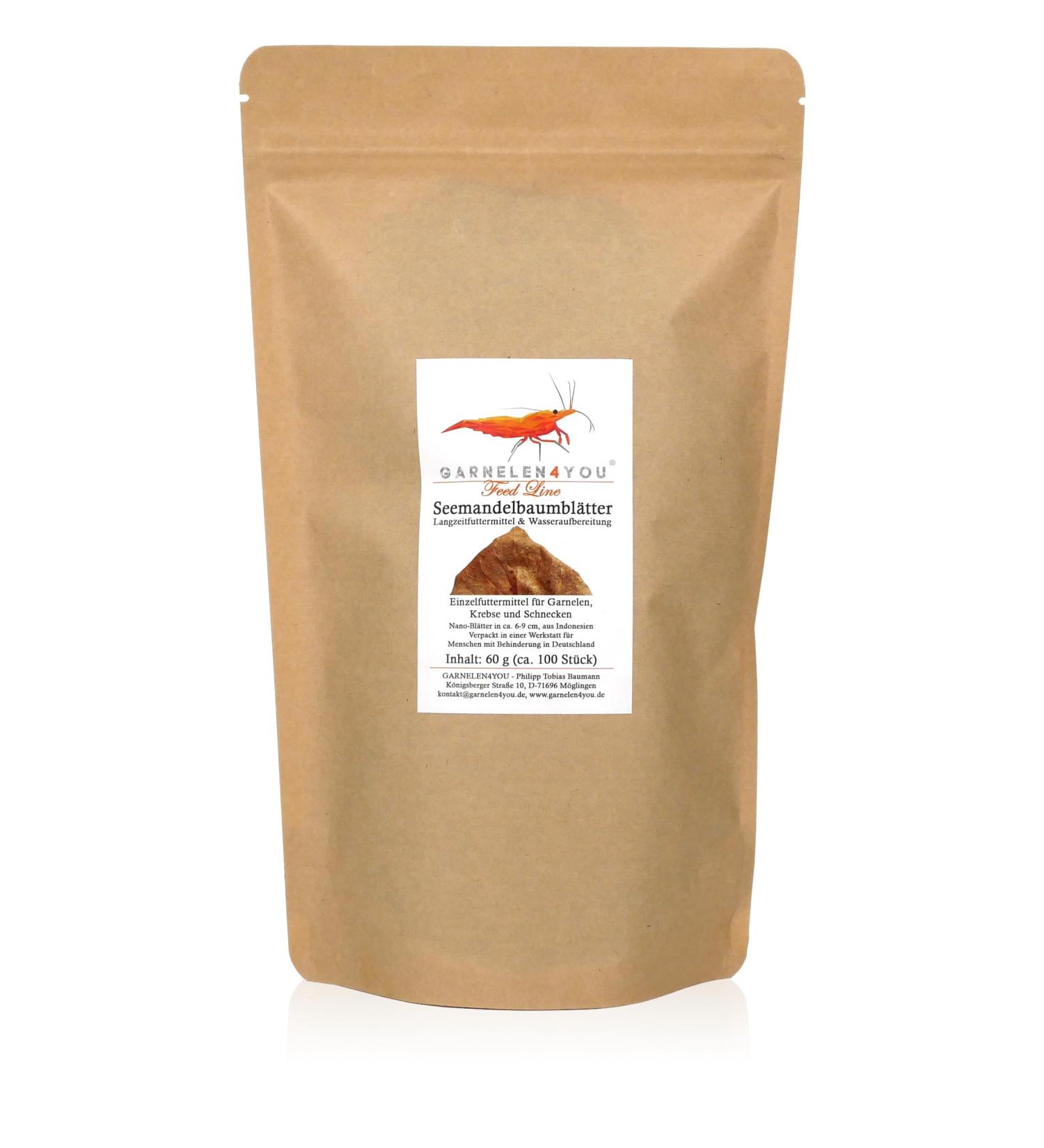 Garnelen4you Sea Almond Leaves - 100 Premium 6-9 cm for Shrimp Fish Crabs Snails | Climate-Neutral Packaging | Long-Term Feed & Water Treatment - Buy Online on GoSupps.com