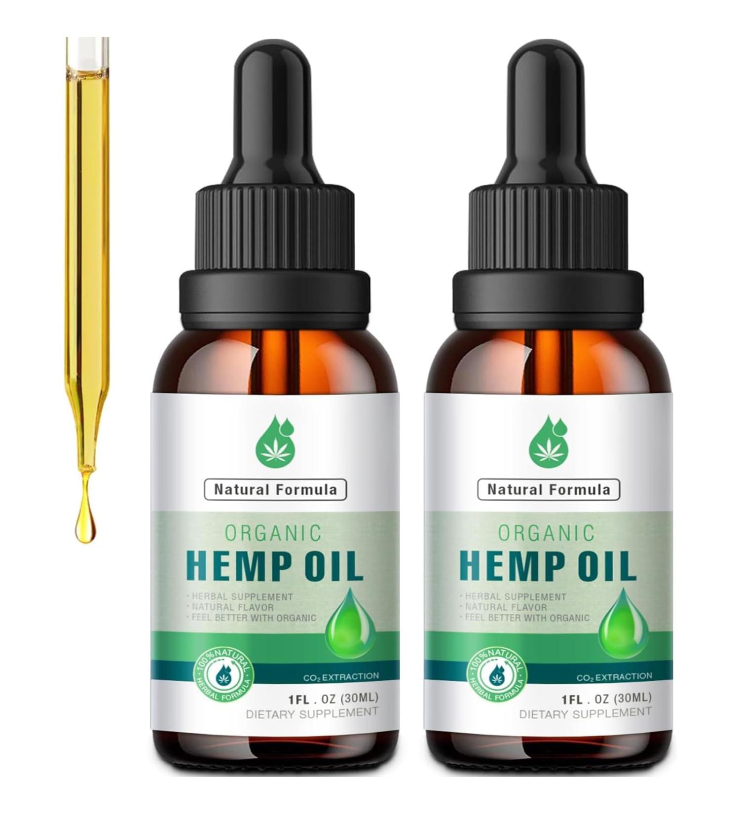 2 Pack Hemp Oil Organic Premium for Pain Relief Skin Anxiety - 2 800 000 Maximum Strength - 100% Natural Hemp Drops Tincture - Hemp Oils with Vegan Non-GMO Grown Fruit - Buy Online on GoSupps.com