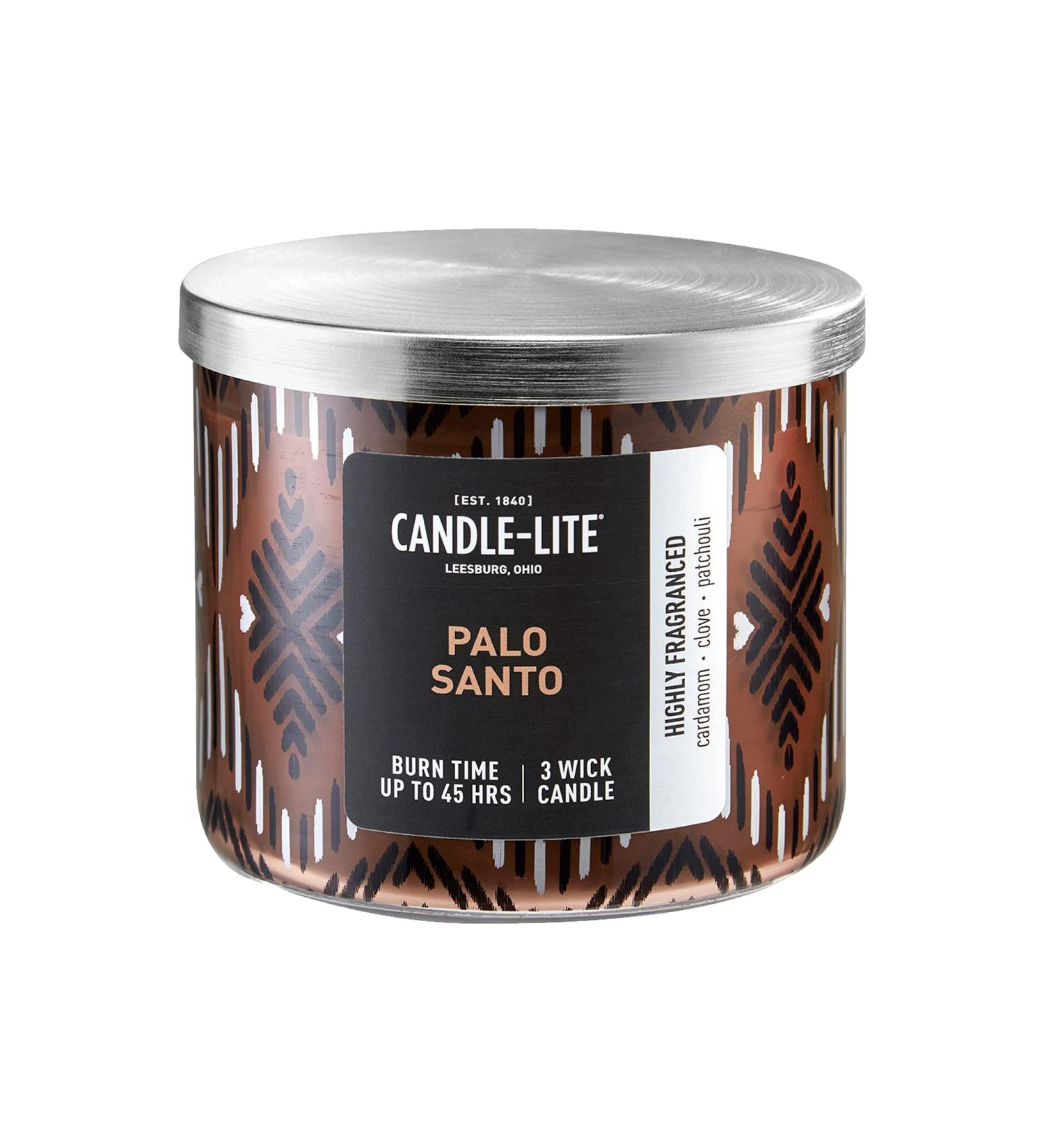 Candle-Lite Premium 3-Wick Palo Santo Scented Candle 14 oz. - Aromatherapy Candle in Glass Jar (Brown) - Buy Online on GoSupps.com