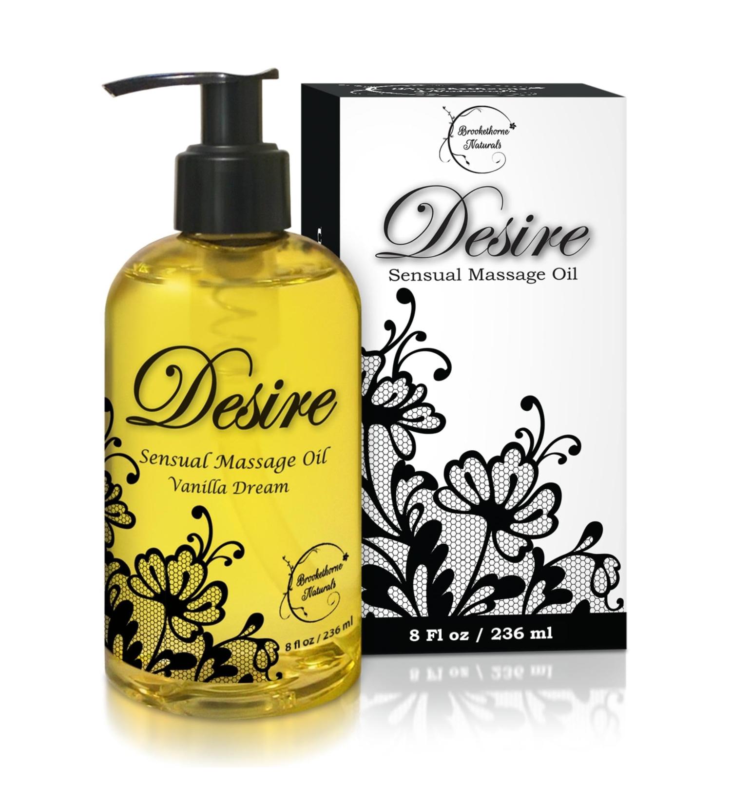 Desire Sensual Massage Oil - All Natural Couples Massage Oil with Sweet Almond Grapeseed & Jojoba - 8oz Vanilla - Buy Online on GoSupps.com