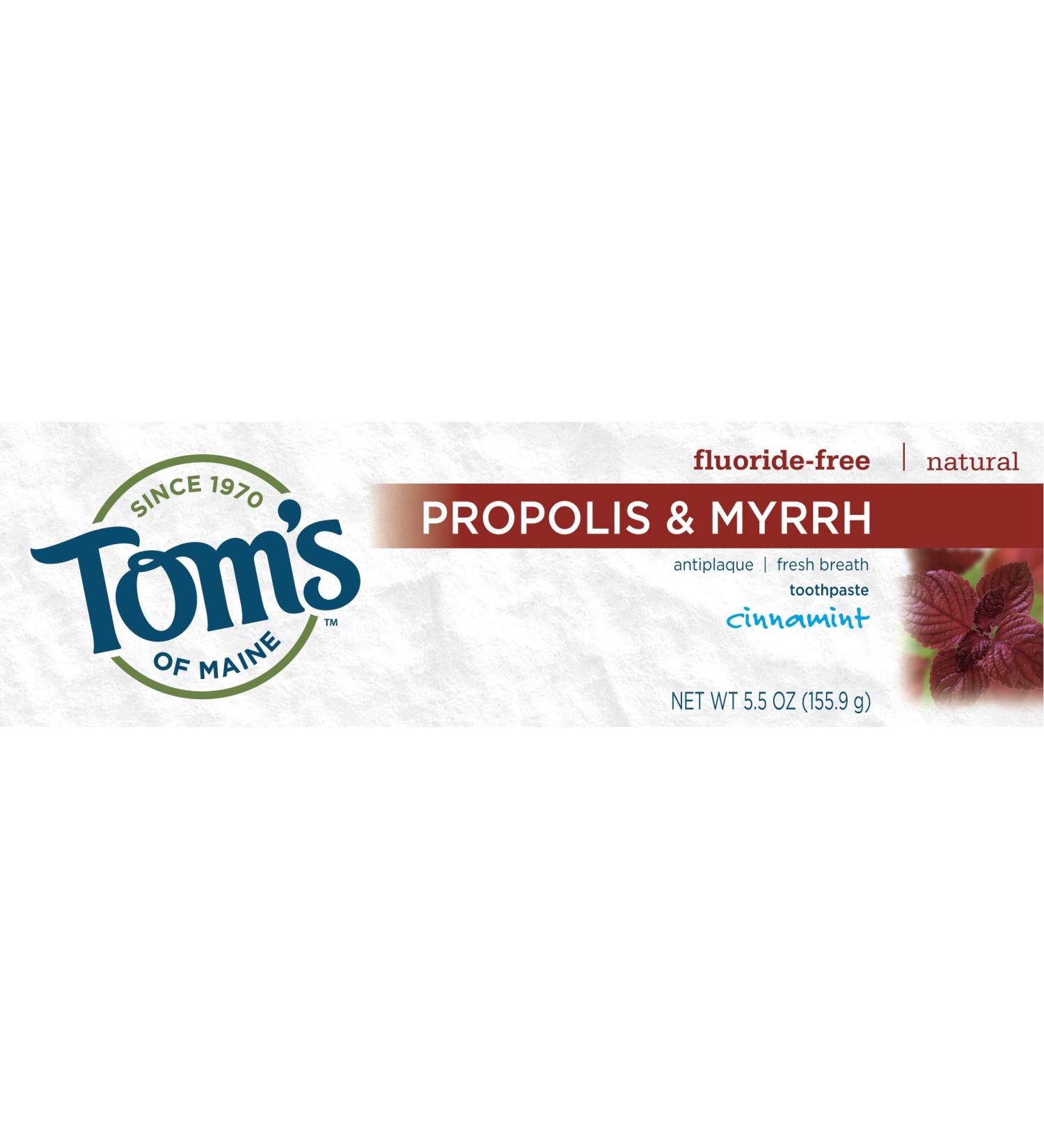 Tom's of Maine Antiplaque Fluoride-free Cinnamint Toothpaste with Propolis and Myrrh 5.5-Ounce (Pack of 2)