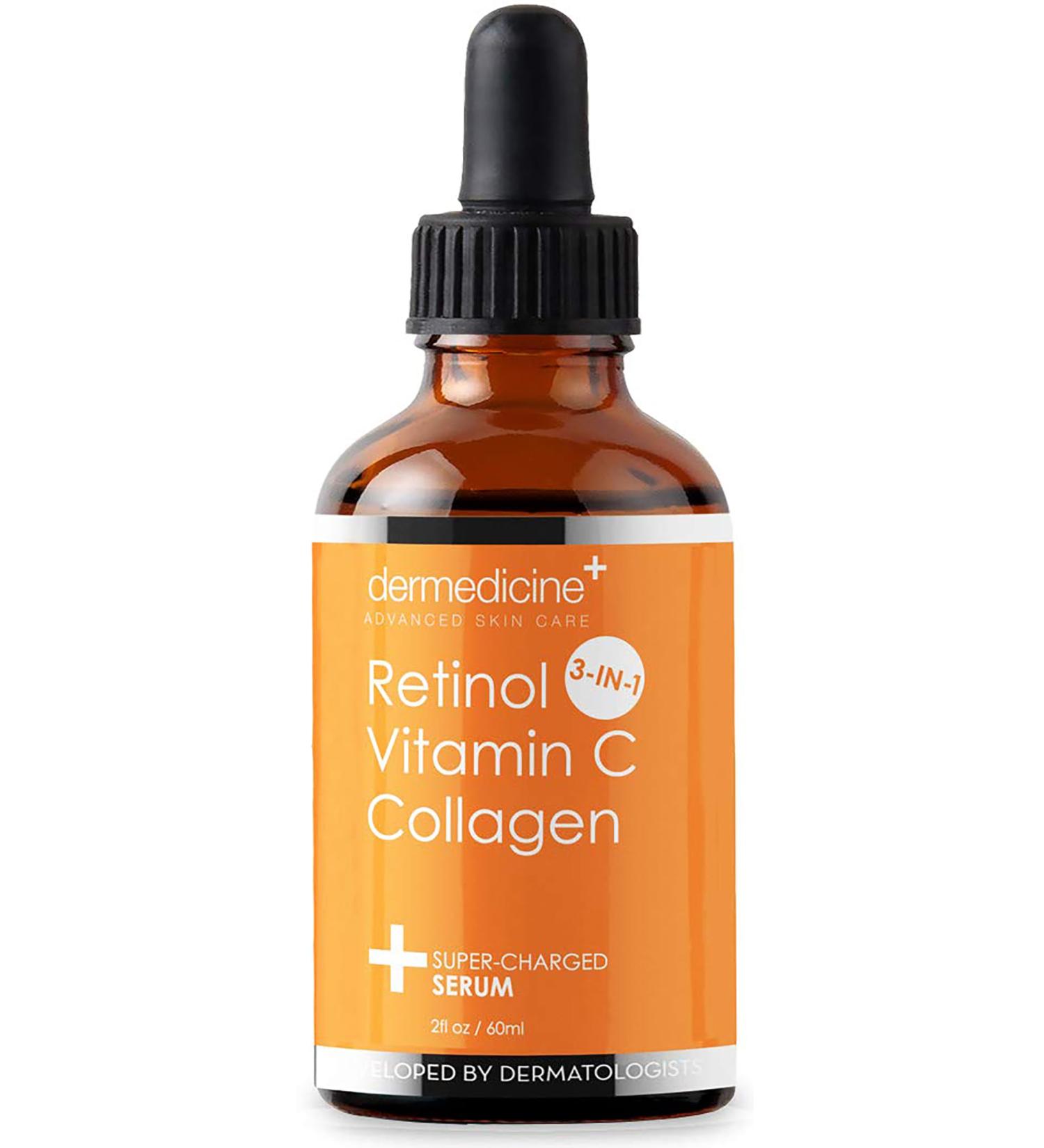 Retinol Vitamin C Collagen Serum | Anti-Aging Face Formula | Smooths Fine Lines & Brightens Skin | 2 fl oz - Pharmaceutical Grade Quality - Buy Online on GoSupps.com