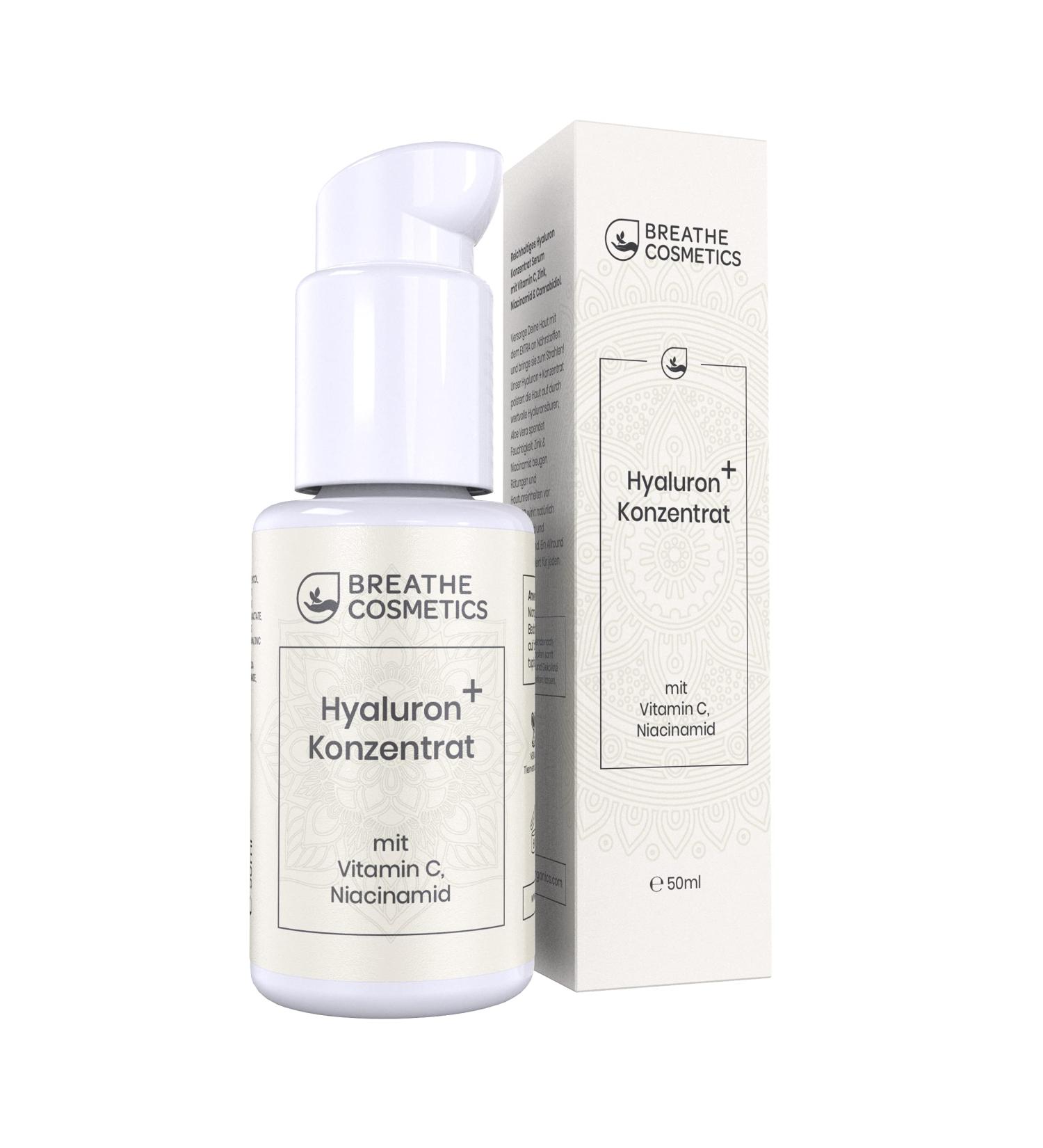  Breathe Cosmetics Triple Complex Hyaluronic Serum with Vitamin C & Niacinamide | Tightens Anti-Aging & Refining Pores by Breathe Cosmetics Vegan with Aloe Vera Urea & Zinc | 50ml - Buy Online on GoSupps.com