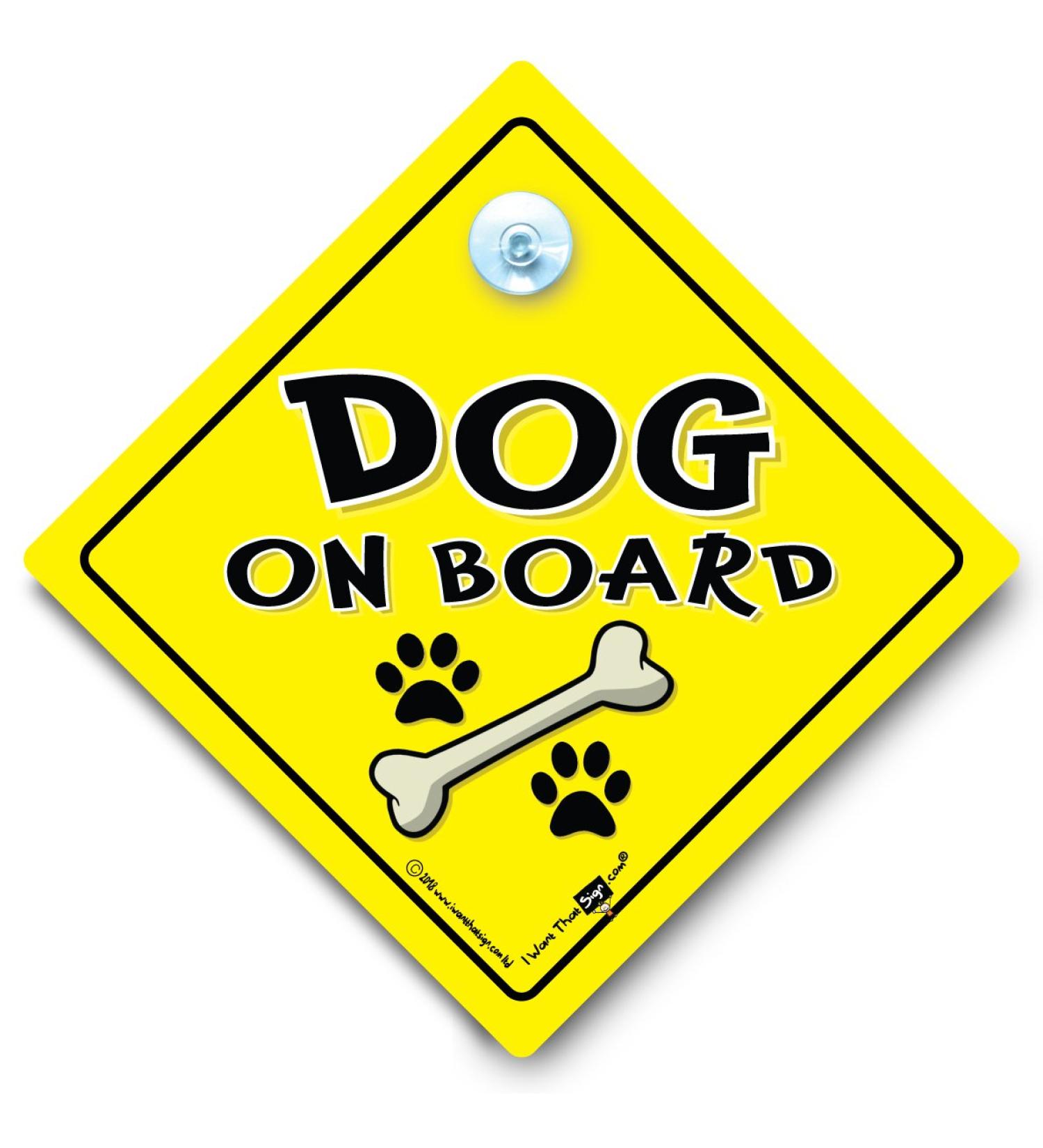 Dog On Board Car Sign Yellow and Black Suction Cup Car Sign for Dog Owners Baby On Board Sign Style for Dog