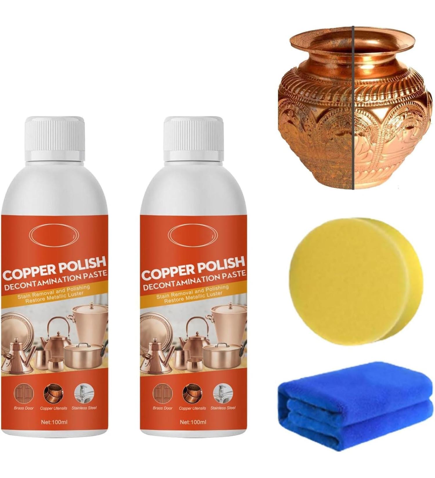 Brass Cleaner and Polish Natural Brass Cleaner Metal Polish for Brass Copper and Stainless Steel Copper Cleaner for Pots and Pans Gently Cleans 2 PCS - Buy Online on GoSupps.com