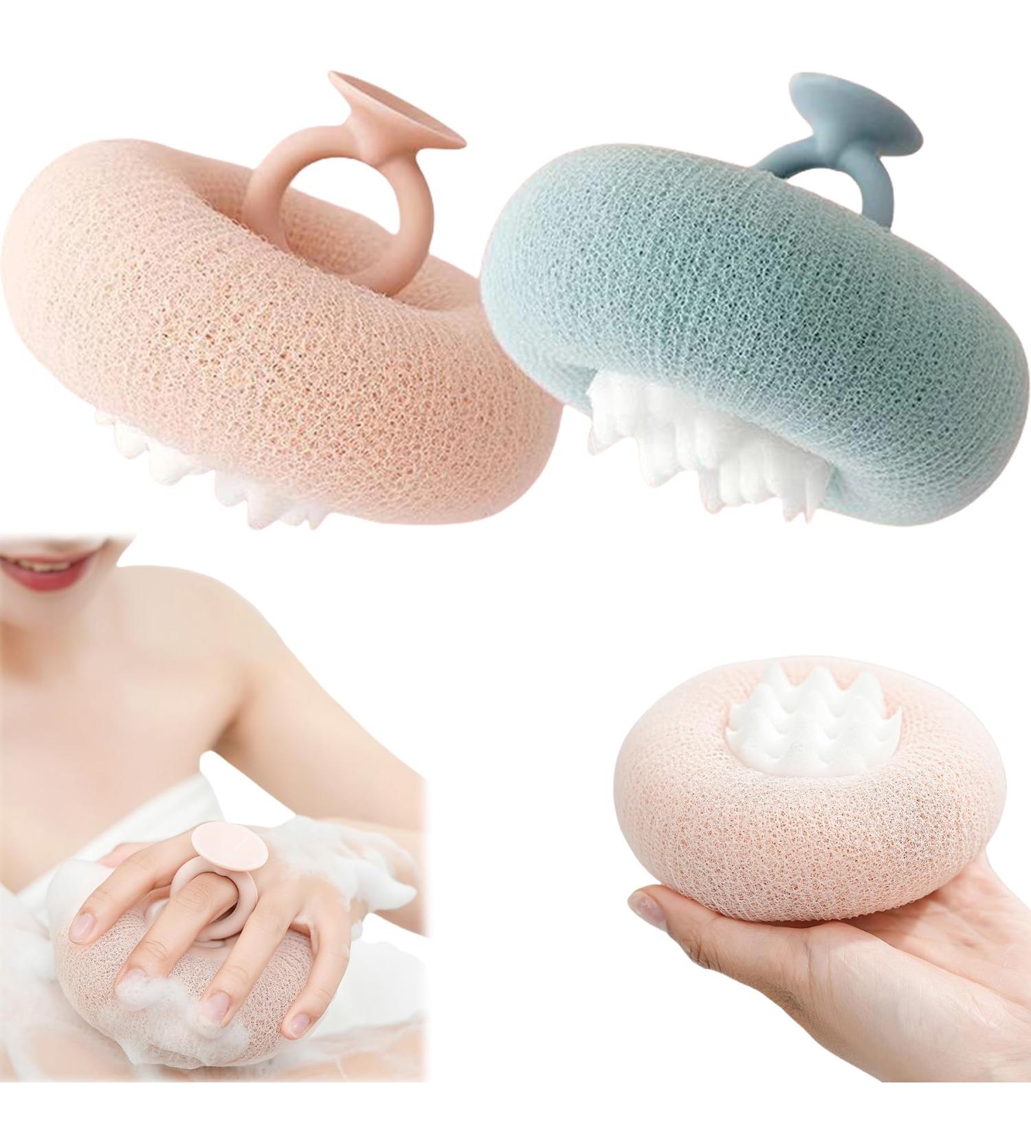 Super Soft Sunflower Bath Ball - Exfoliating Suction Cup Sponge for Shower | Blue & Pink Mesh Pouf - Buy Online on GoSupps.com