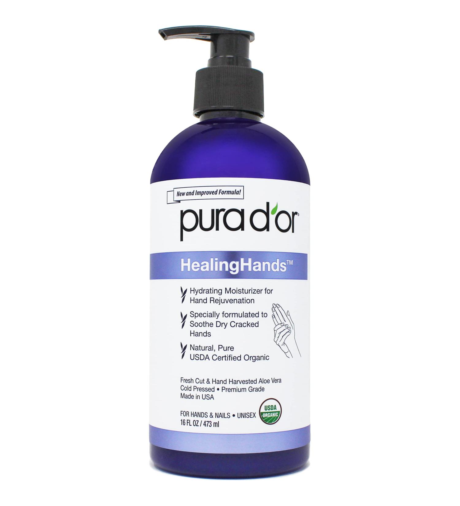 PURA D'OR HealingHands Rejuvenating Aloe Vera Gel (16oz) for Dry, Cracked Hands - Buy Online on GoSupps.com