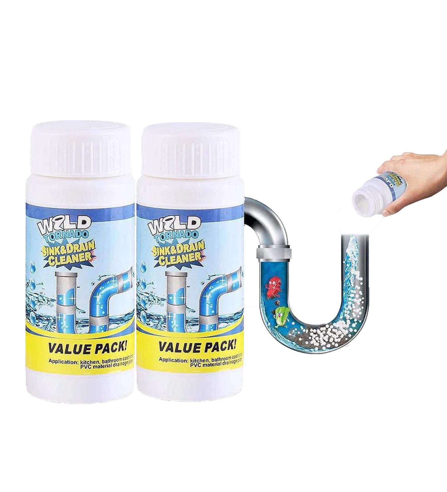 Wild Tornado Pipe Dredge Deodorant Powerful Sink and Drain Cleaner Foaming Pipe Clog Remover Chemical Powder Agent for Kitchen Toilet Pipe Dredging (2pcs) - Buy Online on GoSupps.com