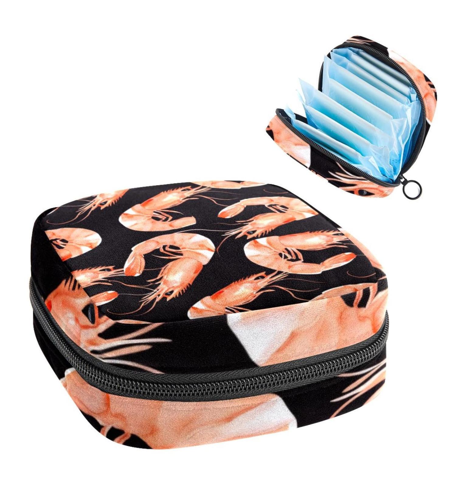 MUOOUM Portable Storage Bag for Women's Bandages - Crab Blue Wave Pattern Menstruation Cup Cash Bag - Ideal for First Period Essentials - Buy Online on GoSupps.com