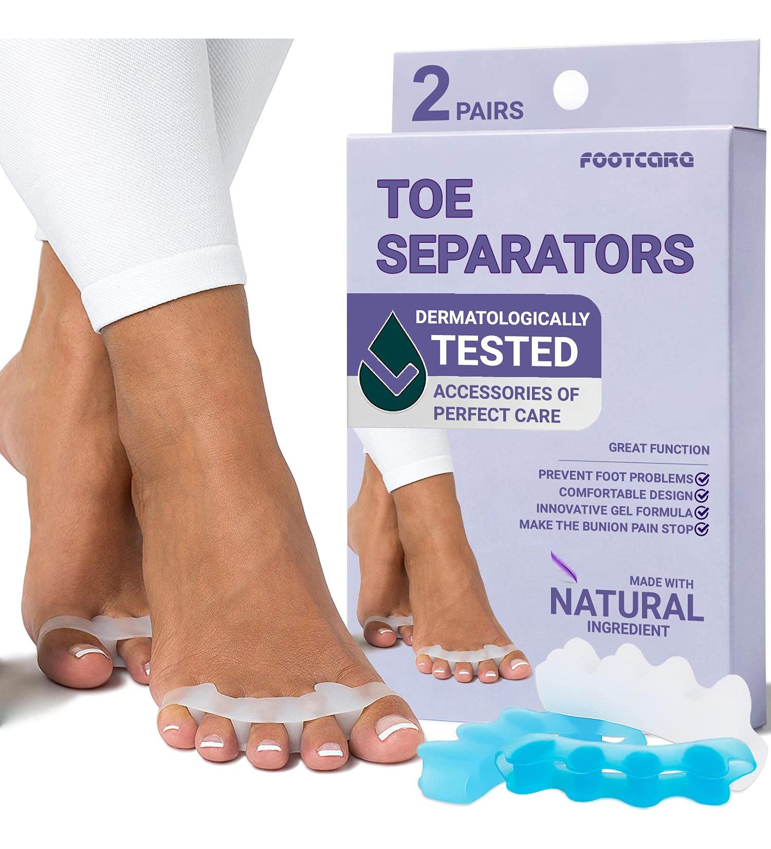 Gel Silicone Toe Separators & Stretchers for Bunion & Hammer Toe Pain Relief - 2 Pairs for Yoga, Running & Sports Activities - Buy Online on GoSupps.com