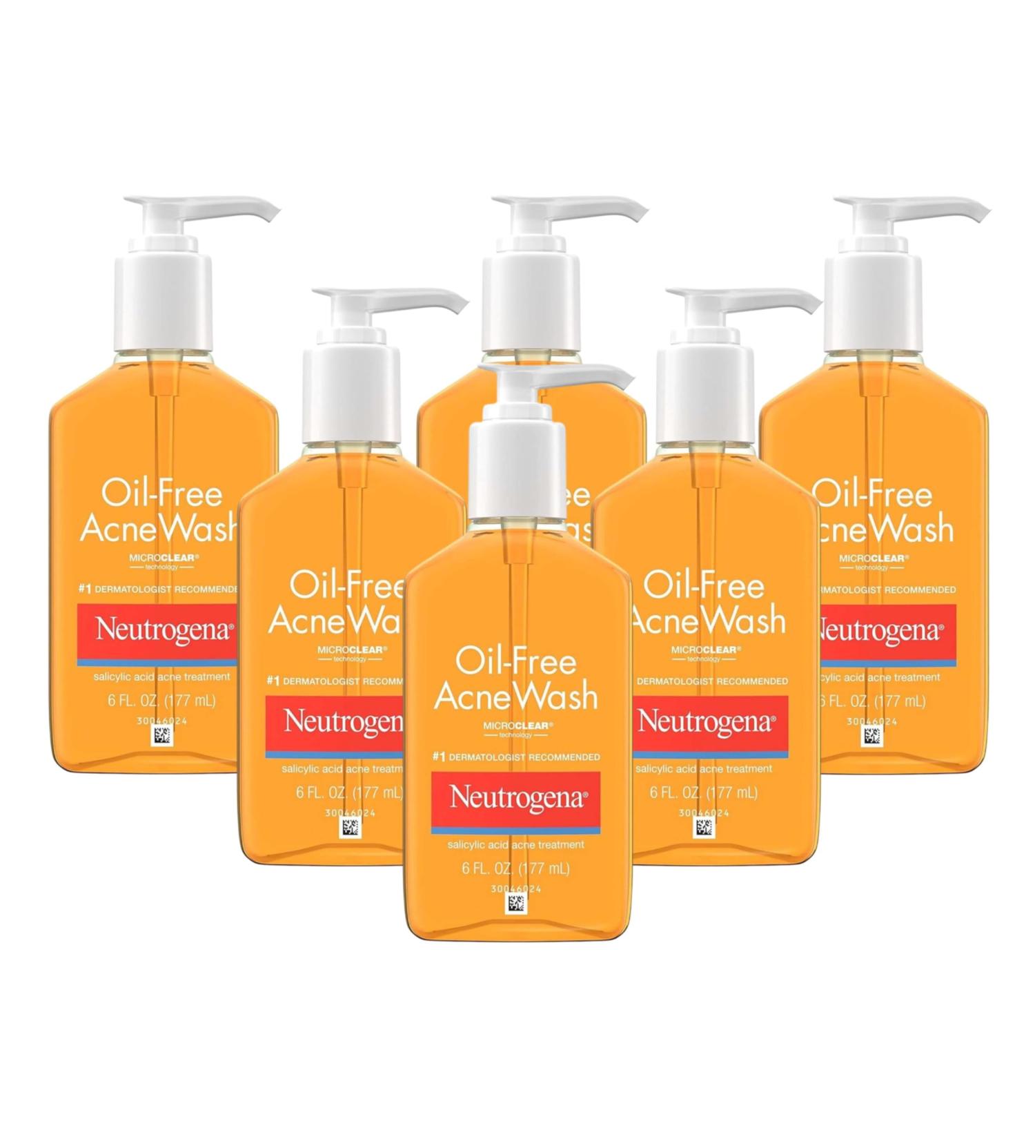 Neutrogena Acne Wash Oil-Free 6 Ounce Pump (Pack of 6) - Buy Online on GoSupps.com