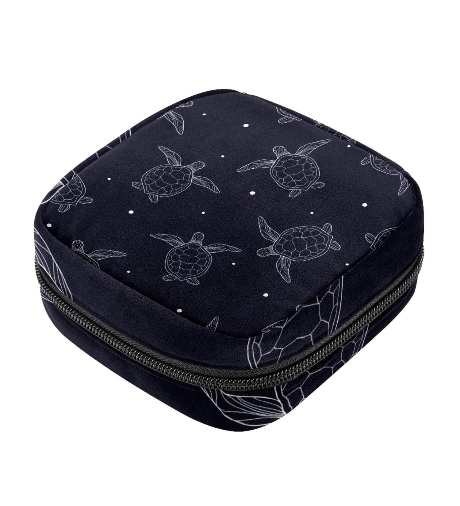 Black Sea Turtle Sanitary Napkin Storage Bag - Portable Menstrual Period Kit Pouch - Buy Online on GoSupps.com