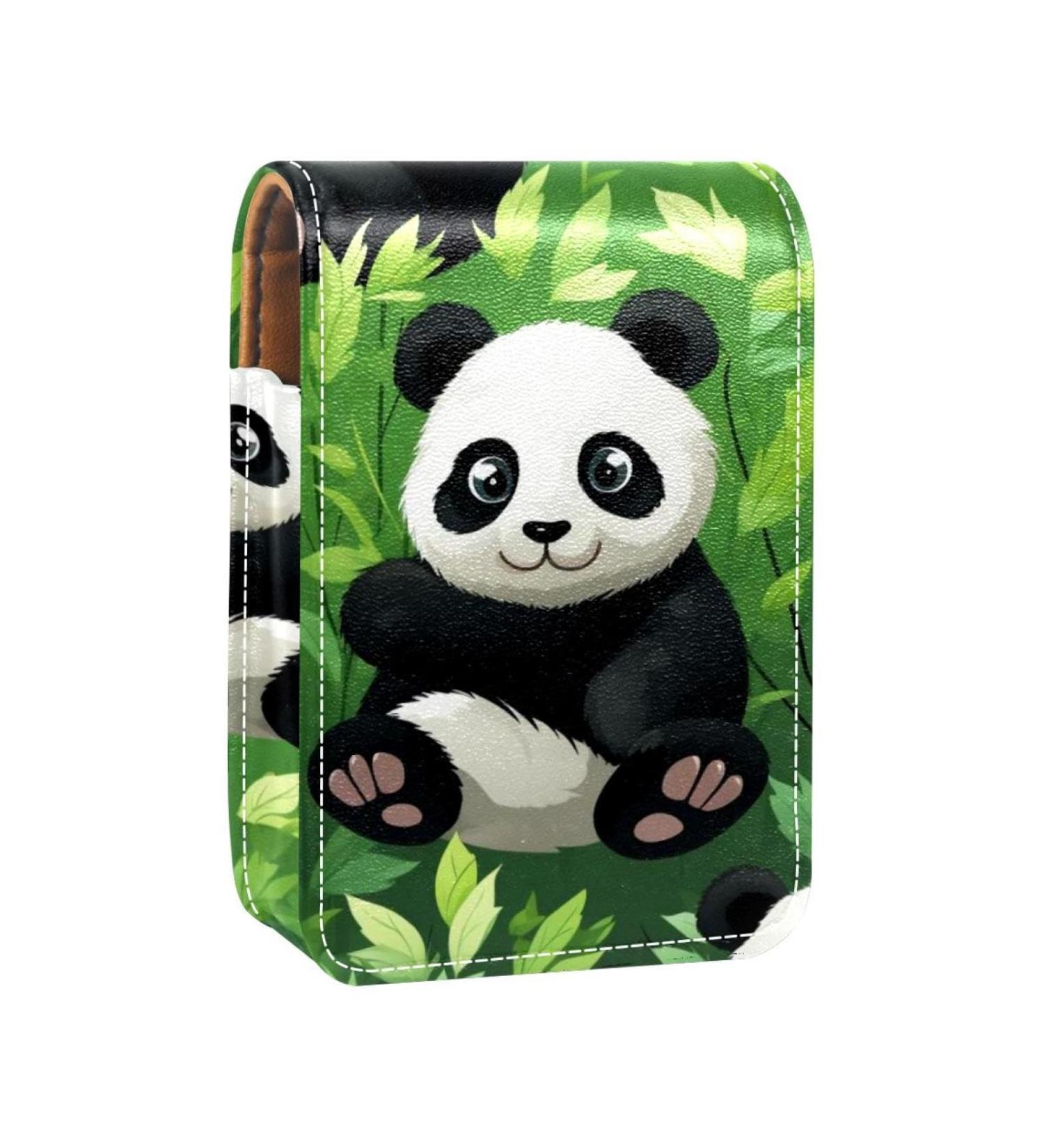 Travel Lipstick Organizer Case - Portable Makeup Bag with Mirror & Panda Bear Design | Perfect for International Shipping - Buy Online on GoSupps.com