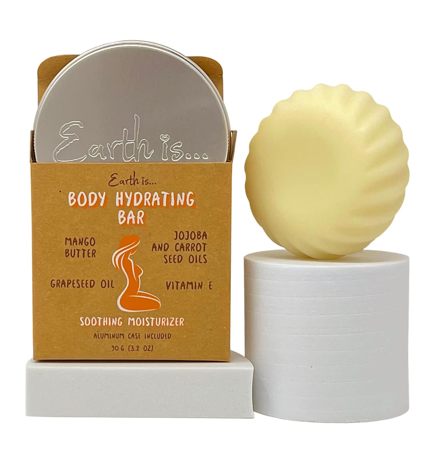 Earth Is Body Hydrating Lotion Bar - Soothing Moisturizer for All Skin Types with Grapeseed Jojoba & Carrot Seed Oils - Vitamin E & Mango Butter - 3.2 OZ (Single Bar with Case - Buy Online on GoSupps.com