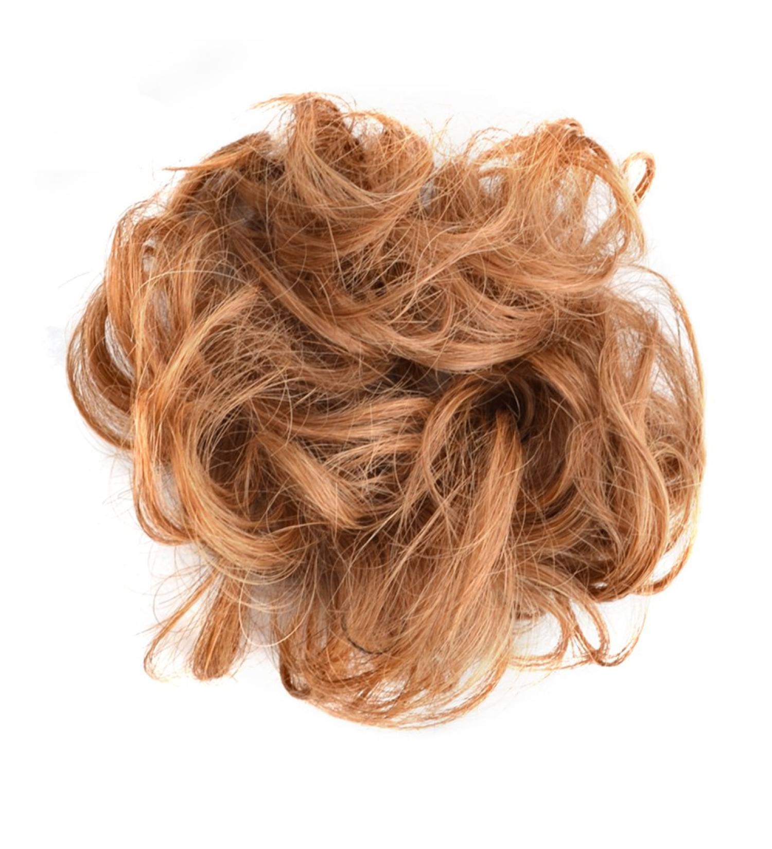 Light Brown Human Hair Scrunchie - Elastic Bun Updo Chignon Curly Accessory for Women - Buy Online on GoSupps.com