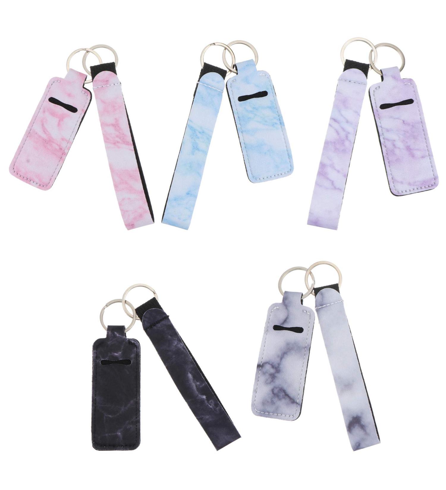 Frcolor 10-Piece Chapstick Holder Neoprene Bracelet Lanyard - Stylish Key Ring for Lip Balm Lotion & Toiletries - Marble Design - Buy Online on GoSupps.com