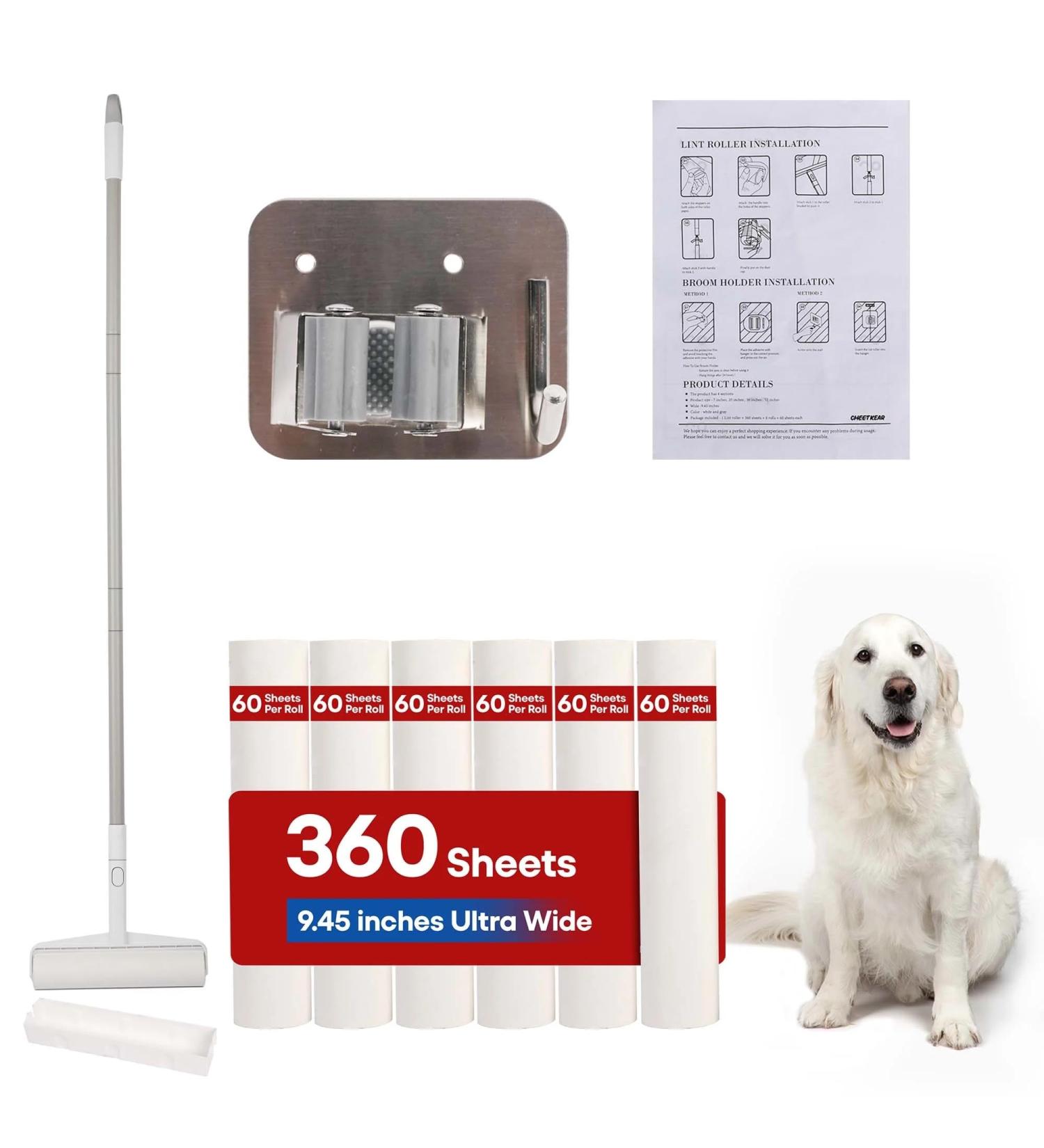 Giant Lint Rollers for Pet Hair | Extra Sticky Floor Lint Roller with Adjustable Handle | Ideal for Couch & Home Cleaning - Buy Online on GoSupps.com